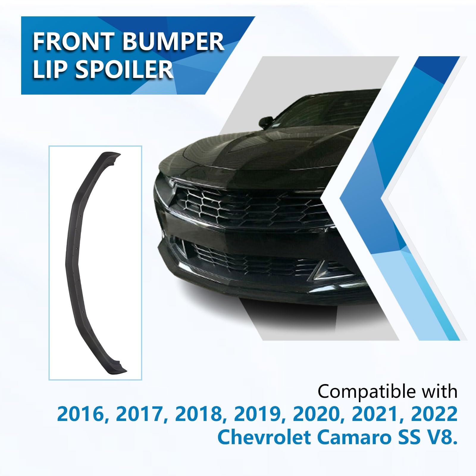 ECOTRIC Front Bumper Lip for 2016-2023 Chevy Camaro SS V8 - Carbon Fiber Front Air Chin Spoiler & Underbody Lip Kit | Enhances Aerodynamics & Sporty Look for Street Racing & Car Shows