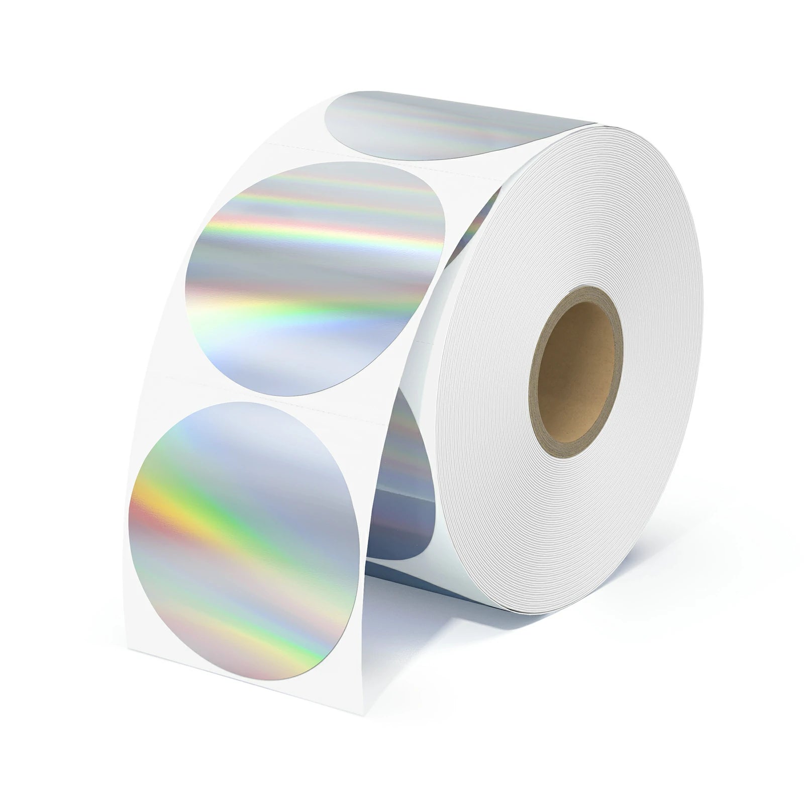 MUNBYN Holographic Silver Thermal Sticker Labels for Shipping, Packaging & Inventory - Waterproof Adhesive Stickers for Barcodes, QR Codes & Product Labeling