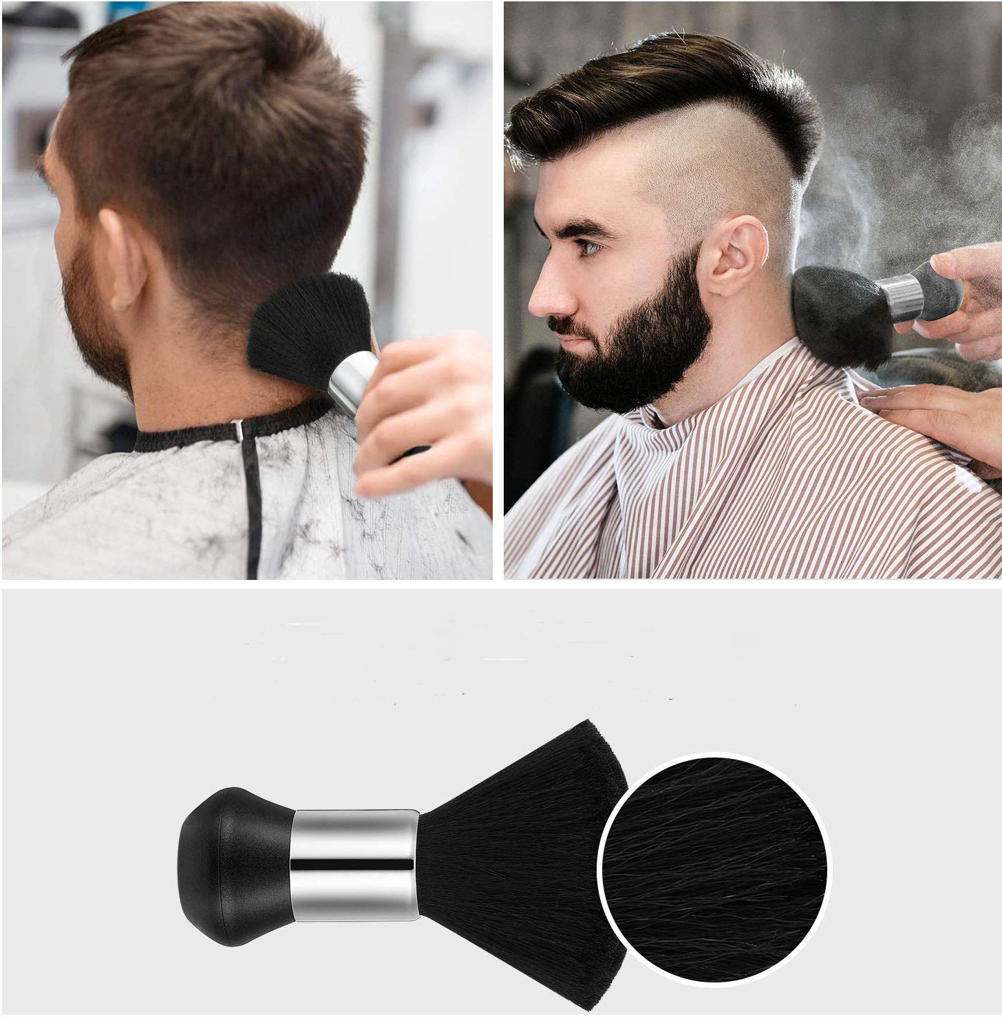 Professional Neck Duster Brush for Hair Cutting - Black Hairdressing Tool for Barbers & Stylists - Perfect for Salon, Home Haircuts & Grooming Kits