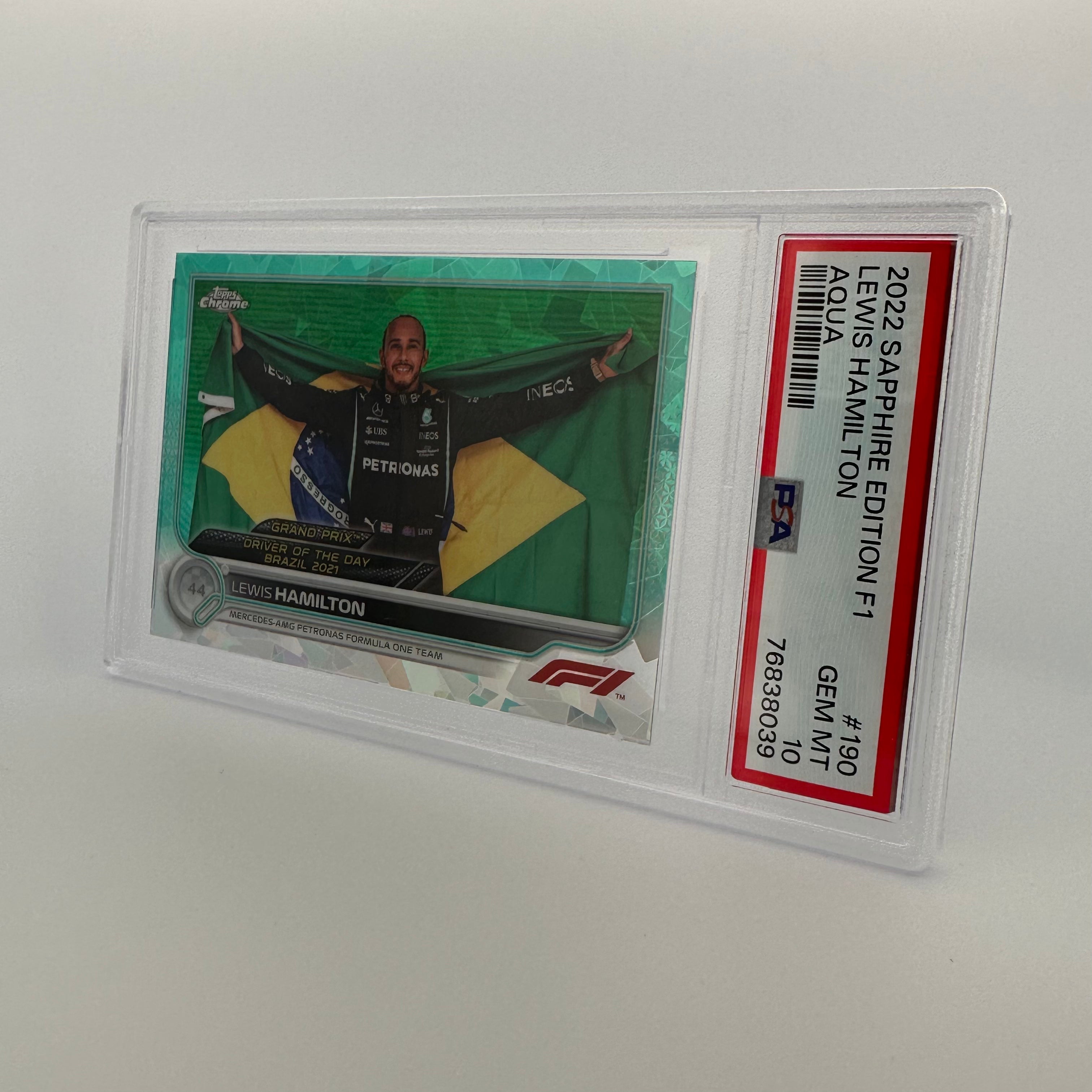 PSA 10 Lewis Hamilton #190 Sapphire Edition Aqua 43/99 - Rare F1 Trading Card for Collectors & Sports Memorabilia Enthusiasts - Perfect for Display, Investment & Fan Collections