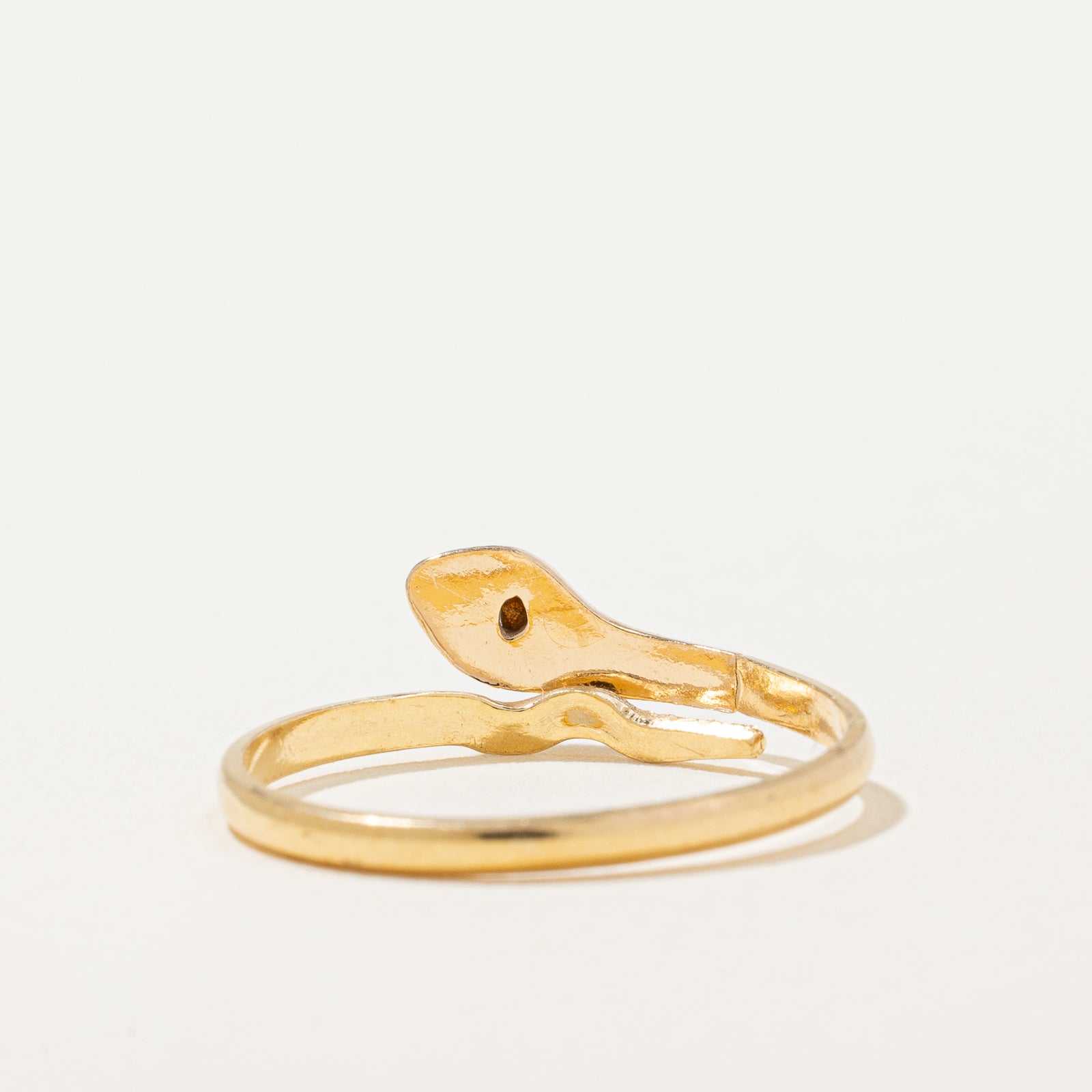 Elegant Red Glass Snake Ring with 0.02ct Sparkle - Size 4.5 - Perfect for Gothic Fashion, Halloween Costumes & Unique Jewelry Gifts