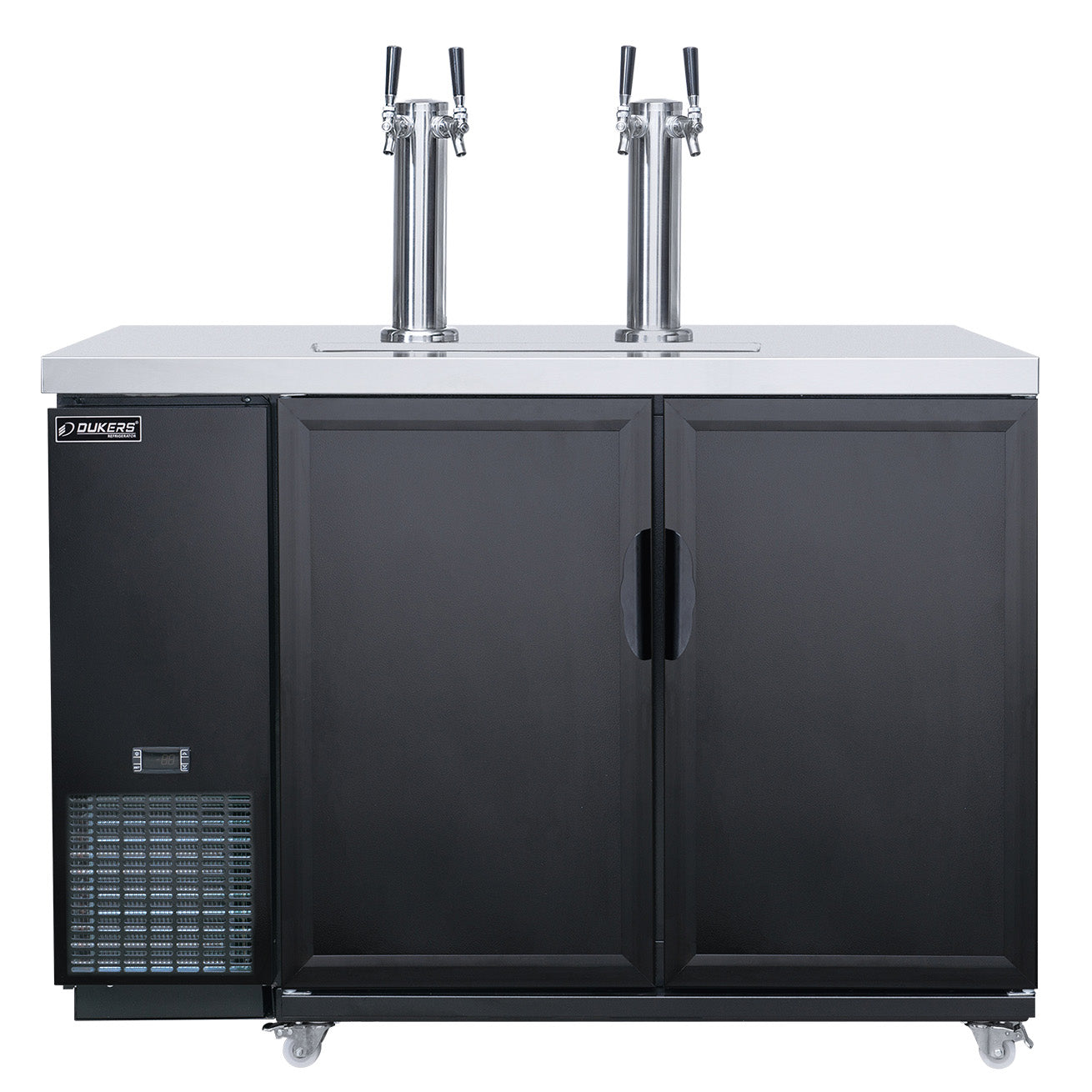 Dukers DKB48 M2 Dual Tap Kegerator - Commercial & Home Beer Dispenser for Bars, Restaurants, and Parties | Stainless Steel Draft Beer System with 2 Faucets
