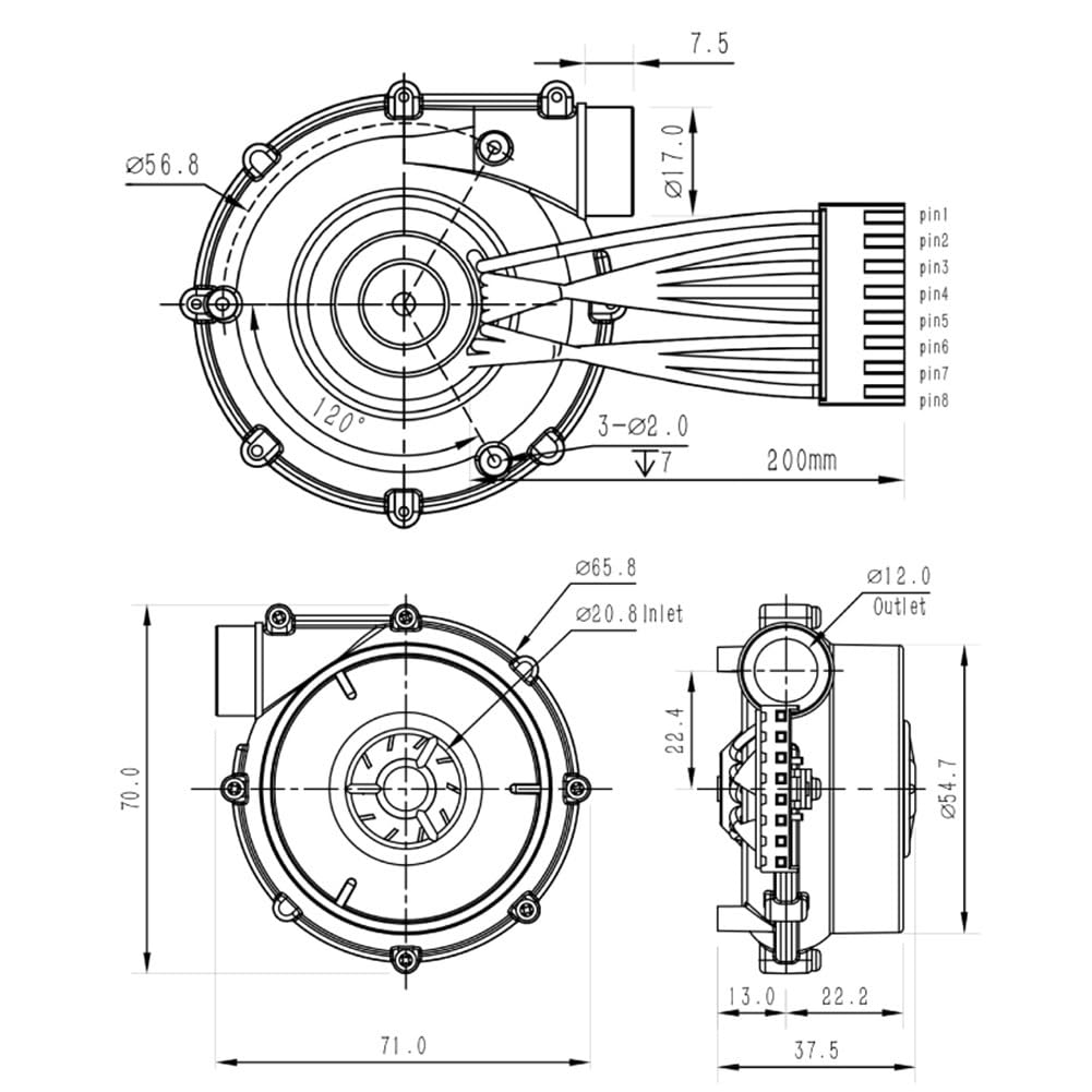 24V Brushless Centrifugal Air Blower DC WS7040 - High Pressure 6.5Kpa Cooling Fan for 3D Printers (VzBoT/HevORT) | Perfect for CNC Machines, Laser Engravers & Electronics Cooling