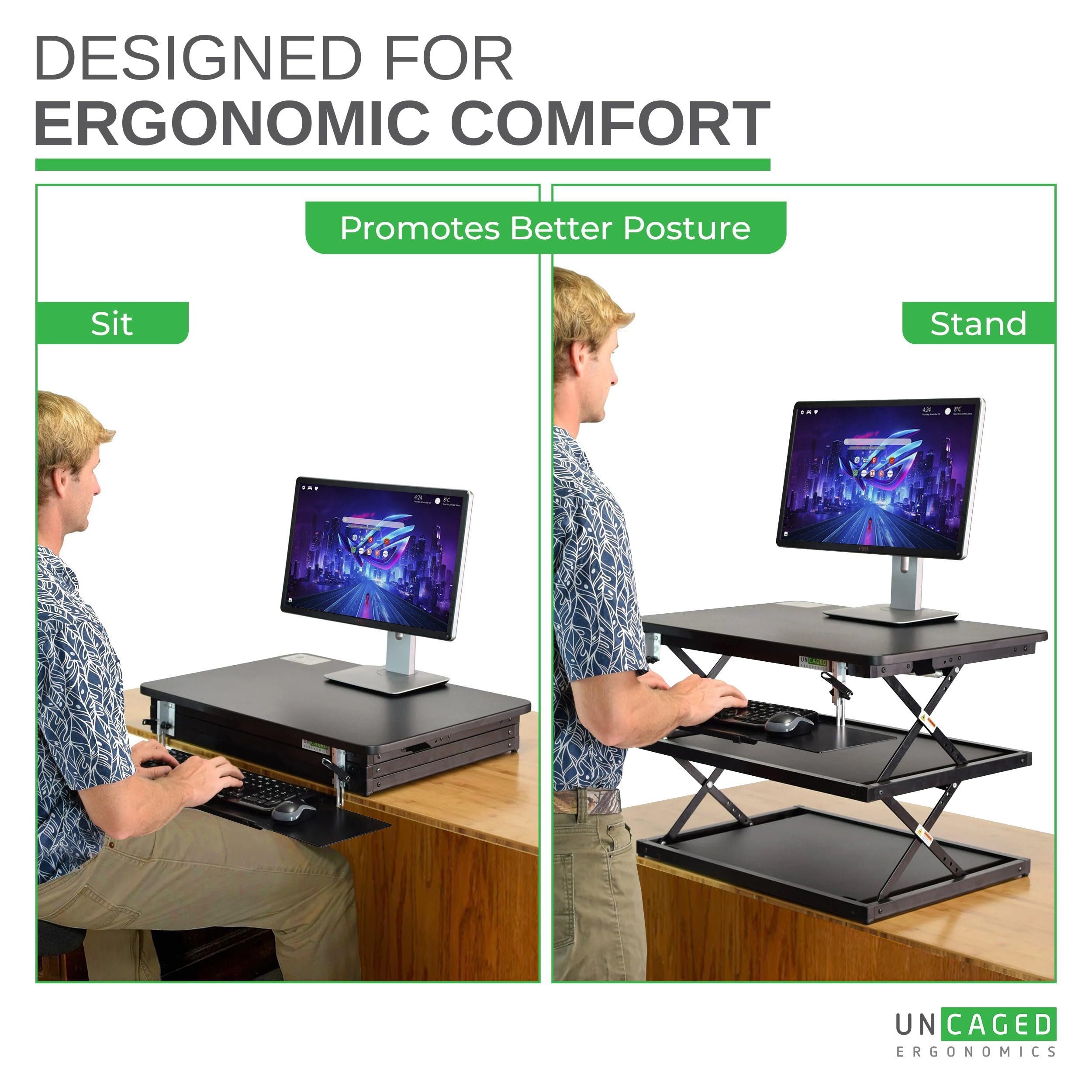 Changedesk Adjustable Standing Desk Converter for Laptop & Computer - Portable Sit to Stand Riser with Ergonomic Design | Perfect for Home Office, Workspace & Gaming Setup