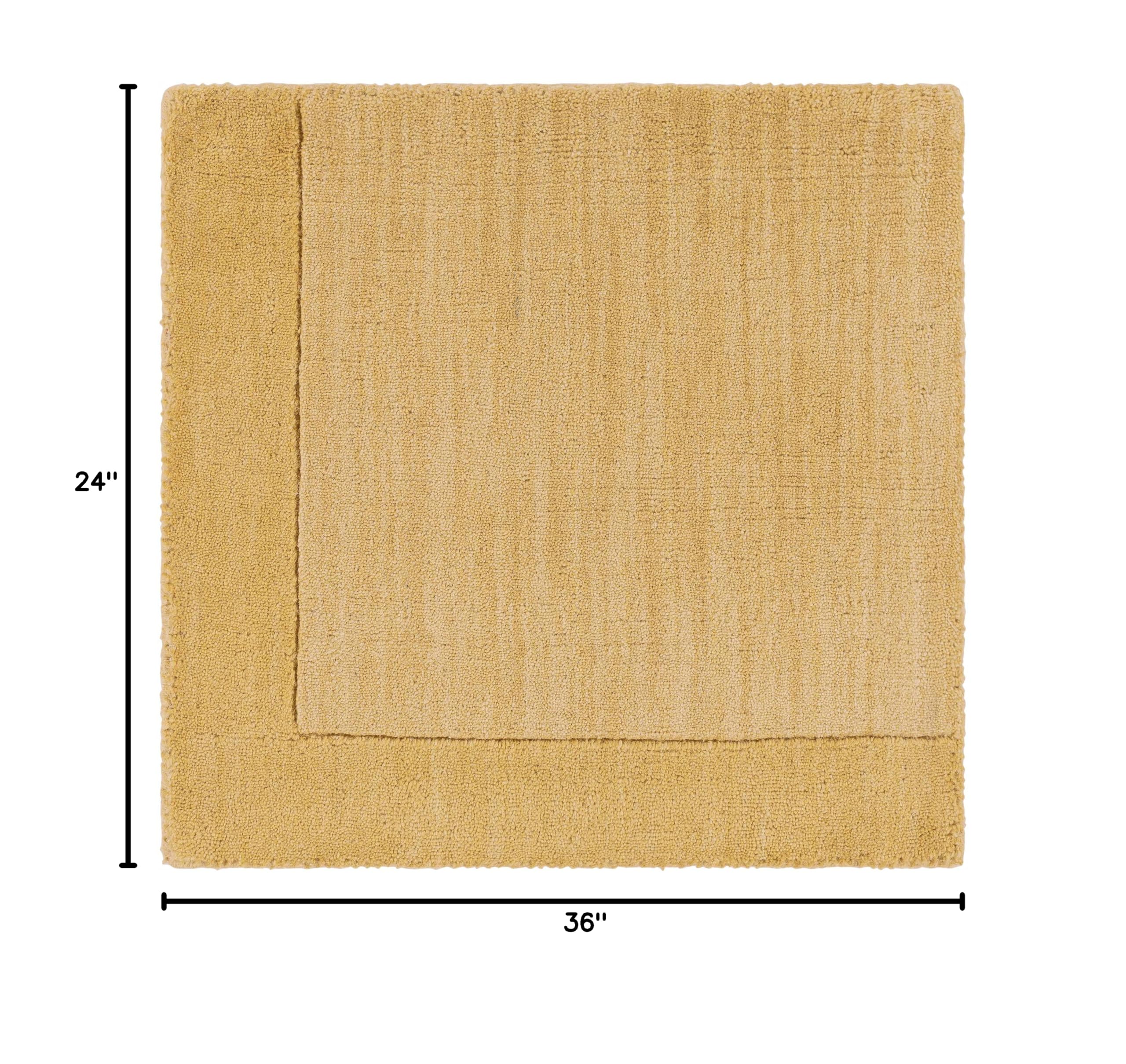 Hauteloom Hampden Wool Area Rug for Living Room & Bedroom - Solid Border Design in Brown - 2' x 3' - Soft & Durable Floor Covering for Home Decor