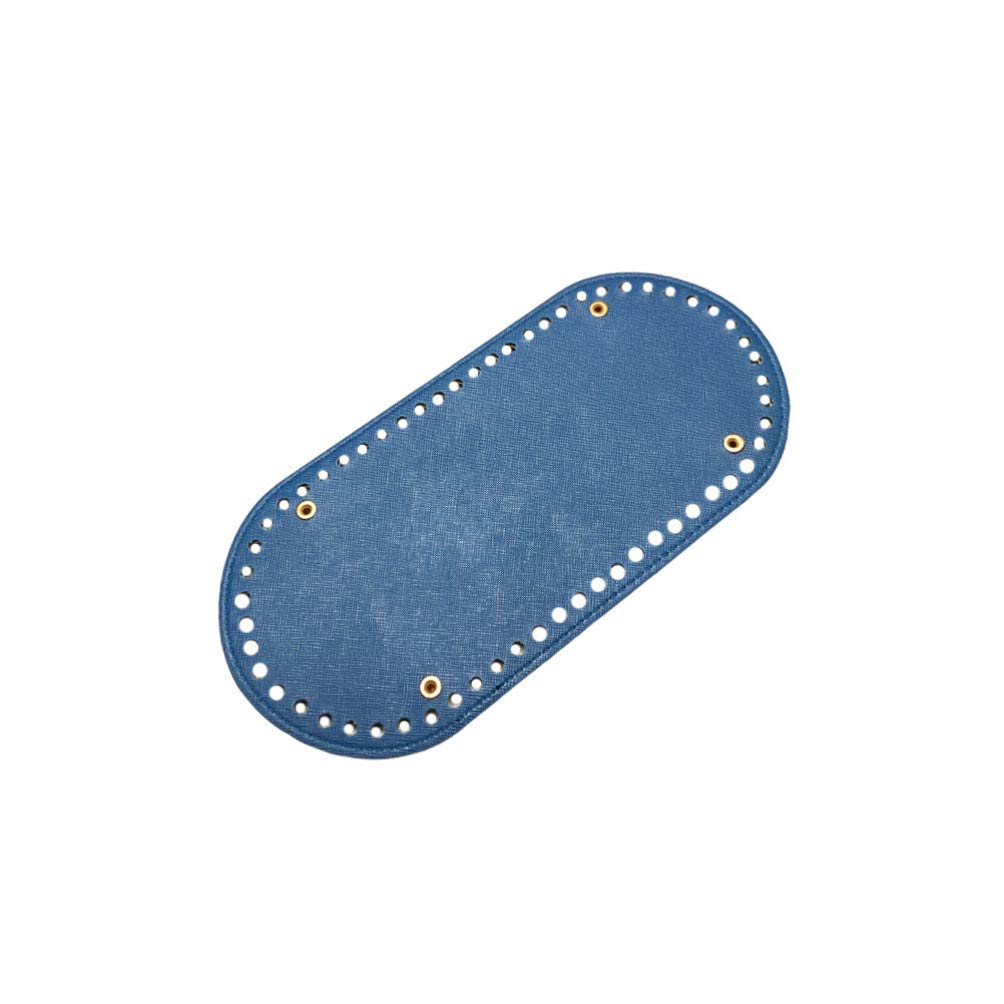 Milisten Blue Leather Oval Knitting Crochet Bag Base - DIY Handbag & Shoulder Bag Accessory with PU Leather Bottom Shaper Pad | Perfect for Crafting, Organizing & Fashion Accessories