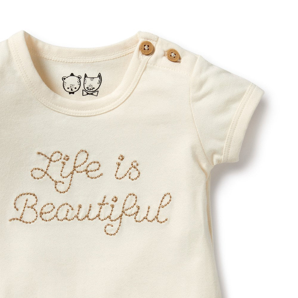 Life is Beautiful Organic Cotton Bodysuit for Babies & Toddlers - Soft, Breathable & Hypoallergenic - Perfect for Everyday Wear, Playtime & Photo Shoots