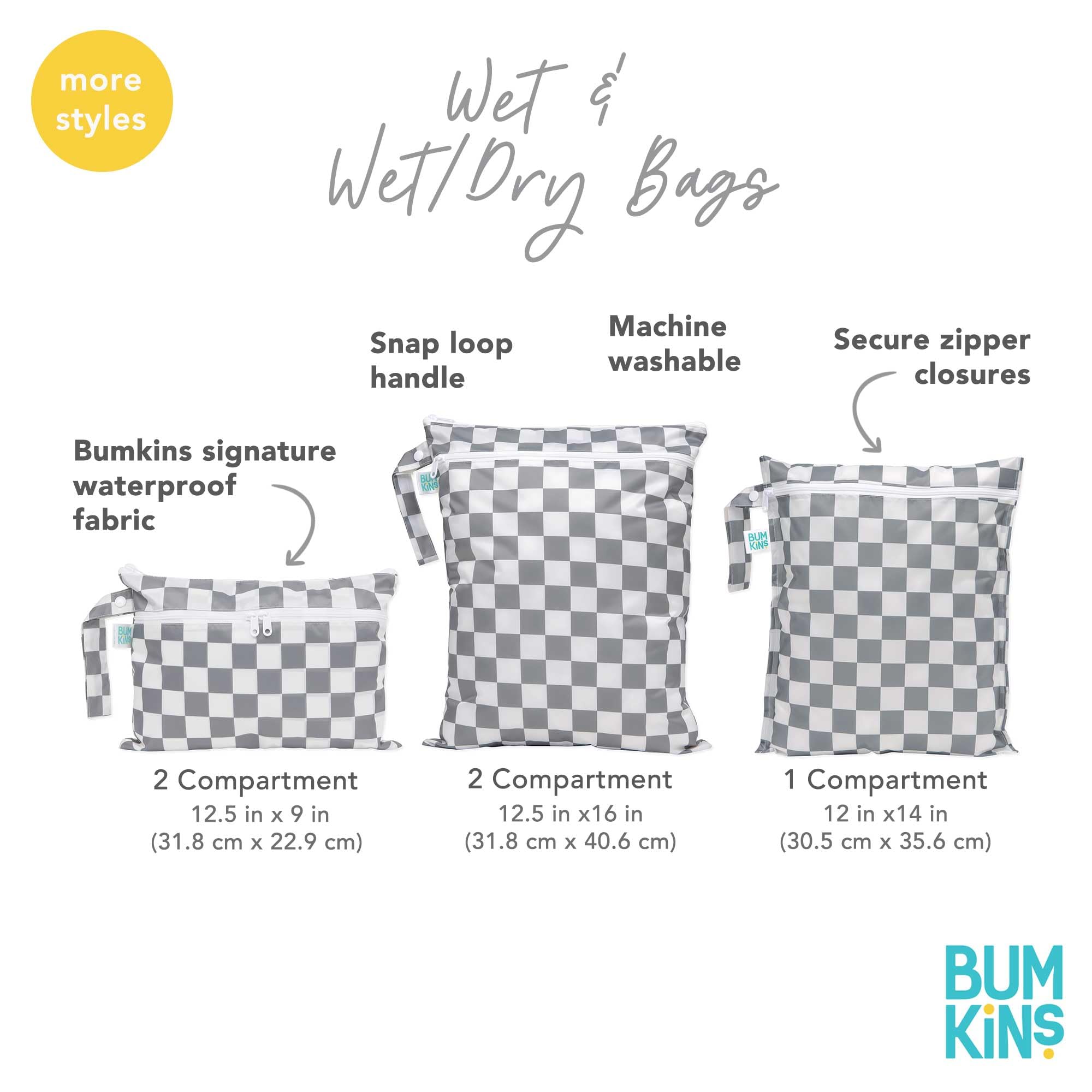 Bumkins Waterproof Wet Dry Bag - Reusable & Washable Travel Beach Pool Essentials for Diapers Swimsuits Gym Clothes - Perfect for Daycare Stroller Camping & Outdoor Activities - Watercolor Design