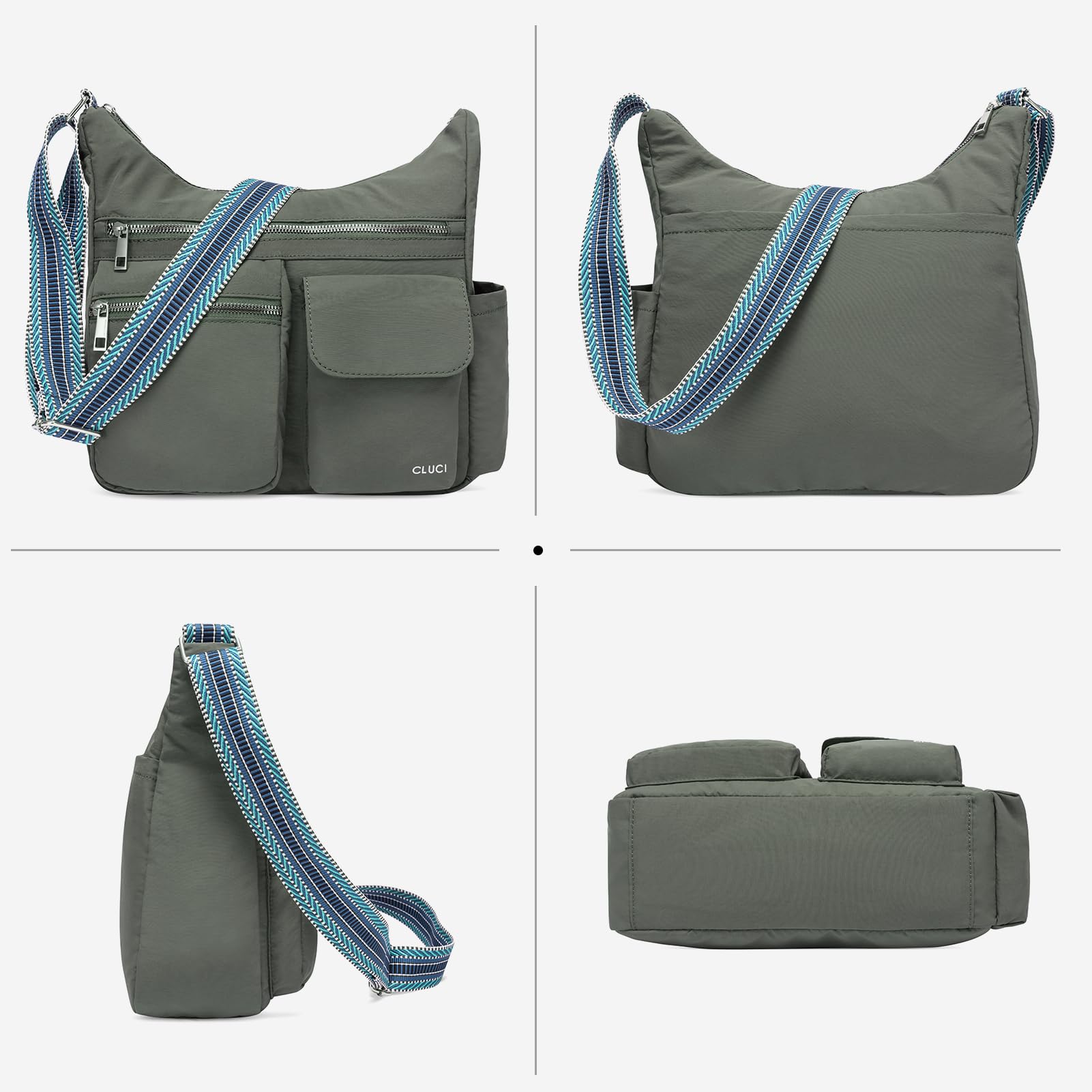 CLUCI Women's Anti-Theft Crossbody Bag - Waterproof Nylon Purse for Travel & Daily Use