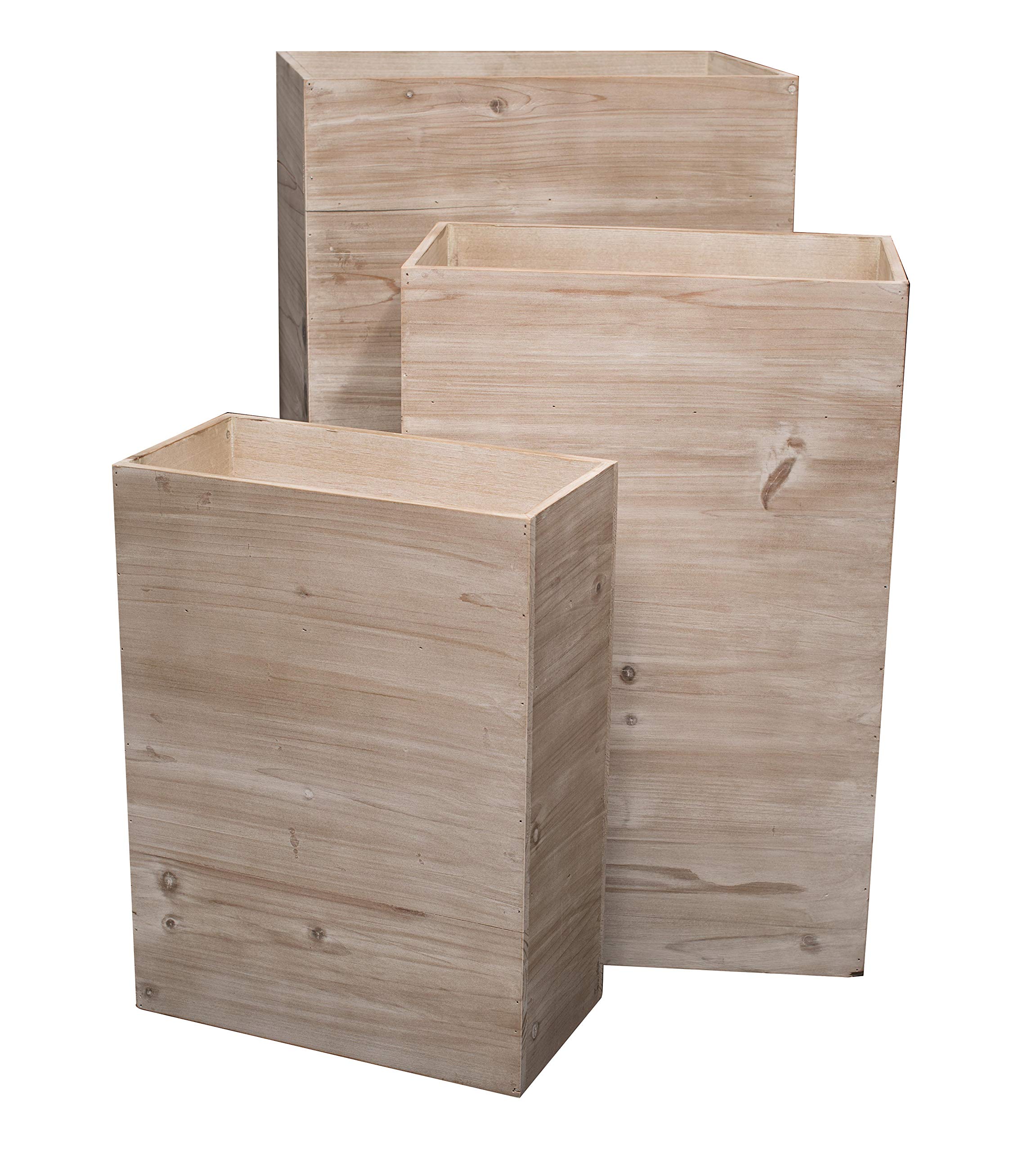 Premium Rectangle Wooden Garden Planters Set - 3 Piece Rustic Outdoor Flower Boxes for Patio, Balcony & Home Decor | Durable Cedar Wood Planter Boxes with Drainage Holes