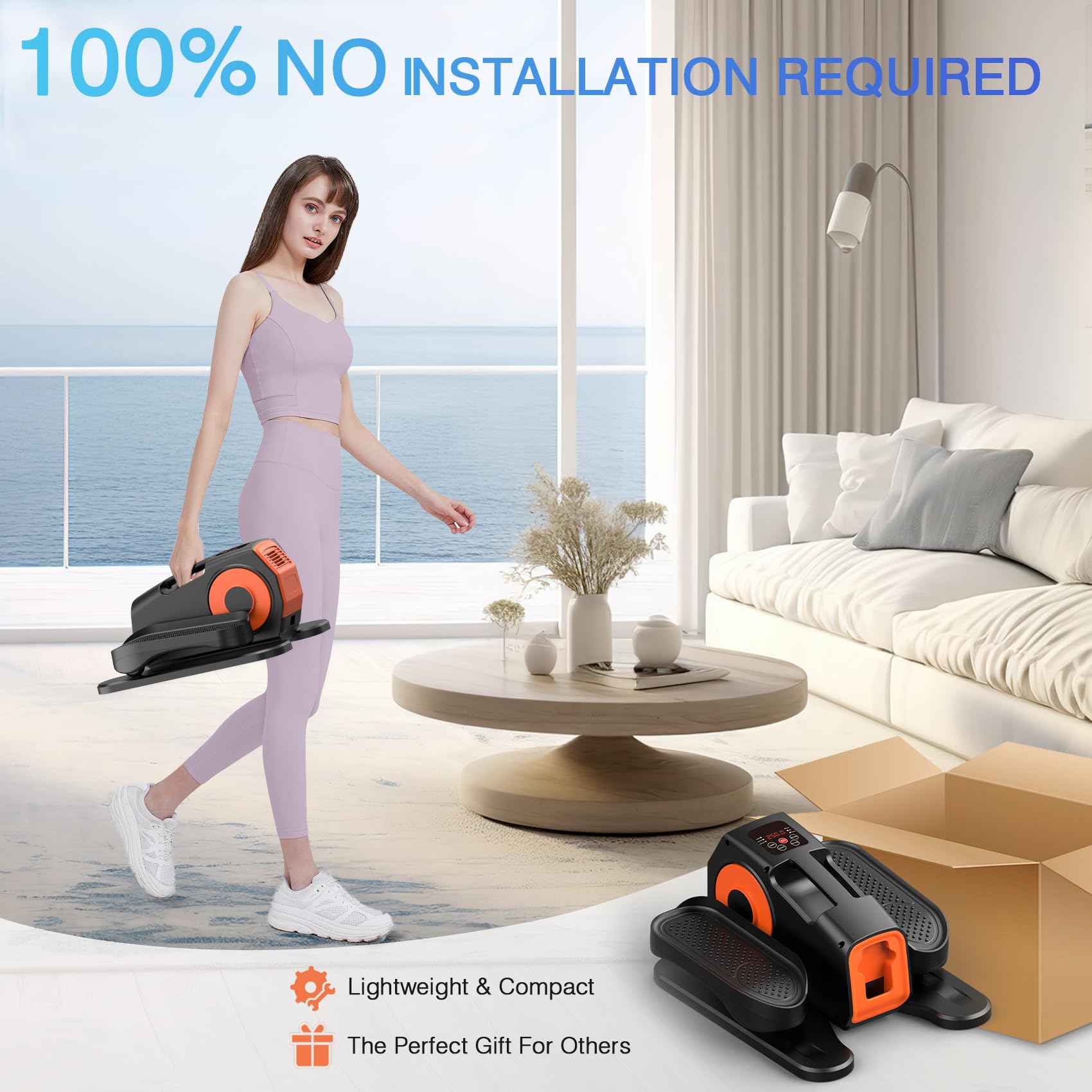 Under Desk Elliptical Machine - Quiet Electric Leg Exerciser for Seniors & Office Workers with 12 Adjustable Levels, Portable Seated Pedal Exerciser with Remote Control - Perfect for Home Office, Physical Therapy & Low-Impact Workouts