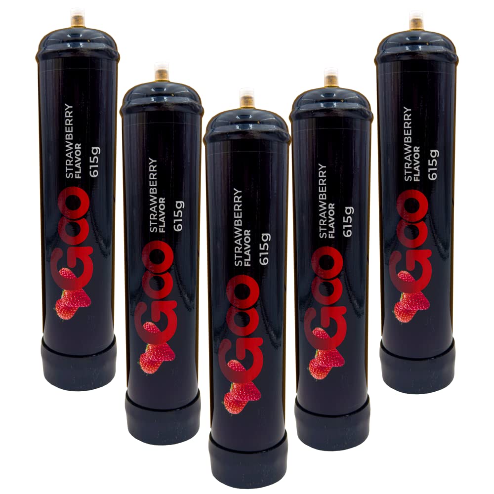 Premium Whipped Cream Chargers - Food Grade Nitrous Oxide (N2O) Canisters - 6 Pack (615g Each) - Compatible with All Standard Cream Dispensers - Strawberry Flavor - Perfect for Desserts, Coffee Toppings & Baking - Pure N2O for Professional & Home Use