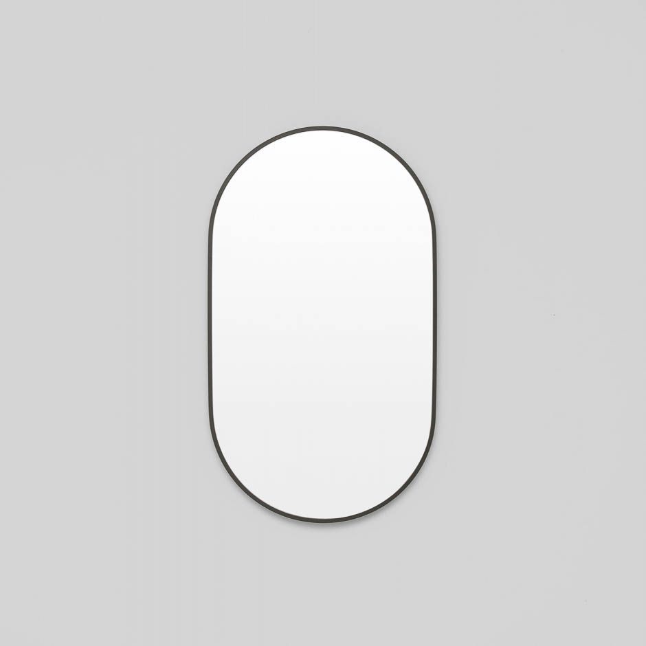 MIDDLE OF NOWHERE Black Oval Wall Mirror 40x70cm - Modern Minimalist Home Decor for Living Room, Bedroom & Entryway