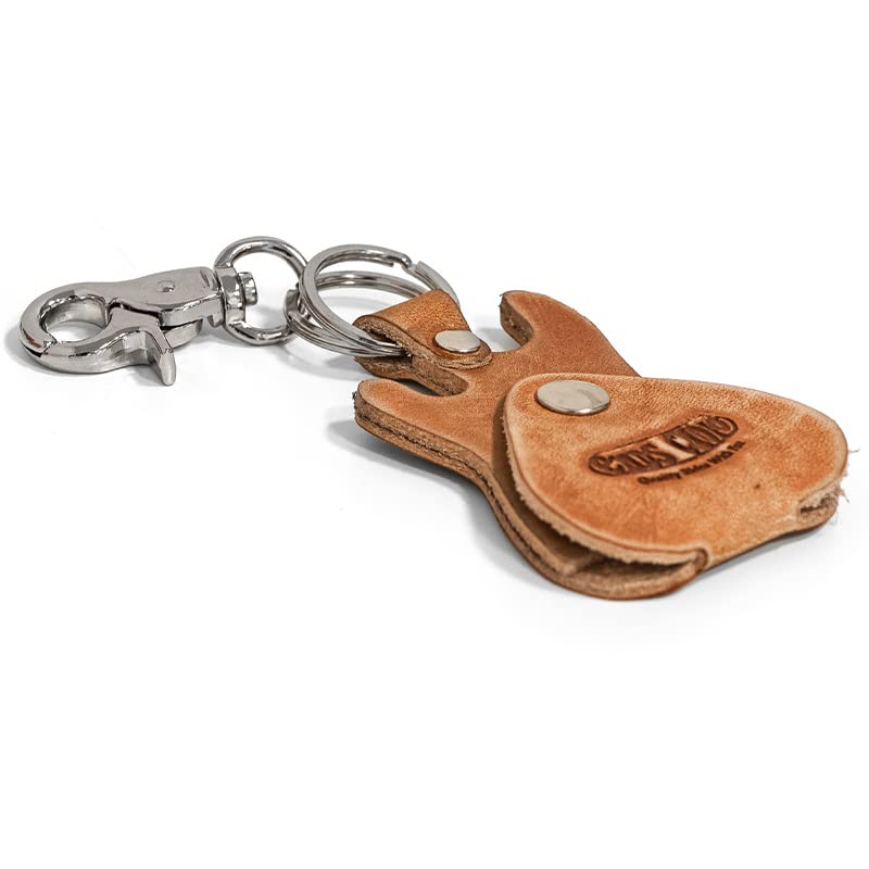 Genuine Leather Fender Stratocaster Guitar Pick Holder with Keychain & Hook - Handmade in Italy - Perfect for Musicians, Guitarists & Music Lovers (Gift Idea for Concerts, Practice & Music Accessories Storage)