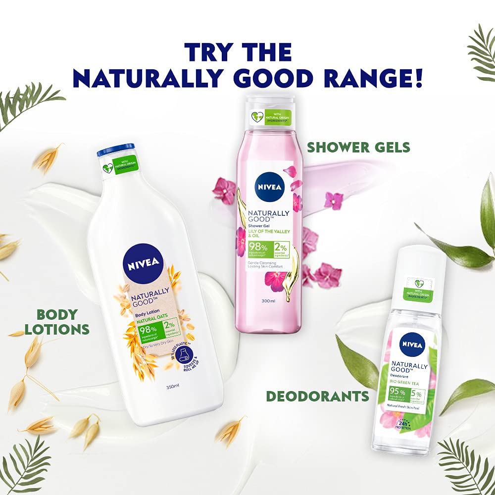 Nivea Naturally Good Natural Lavender Body Lotion for Dry Skin - 98% Natural Origin Ingredients, Paraben Free, 350ml - Hydrating Moisturizer for Daily Skincare Routine & Relaxing Nighttime Use