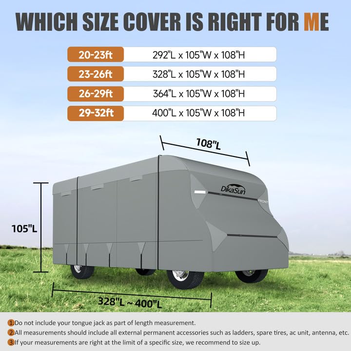 **Heavy Duty 7-Layer Class C RV Cover 20-23 FT - Waterproof, UV-Resistant, Windproof Camper Cover for Travel Trailers | All-Weather Protection for Outdoor Storage & Camping**
