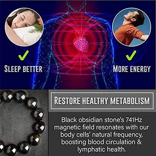 4PCS Black Obsidian Anklet & Bracelet Set - Anti-Swelling, Lymphatic Drainage, Anti-Anxiety Healing Stone Jewelry for Women & Men - Perfect for Yoga, Meditation & Stress Relief