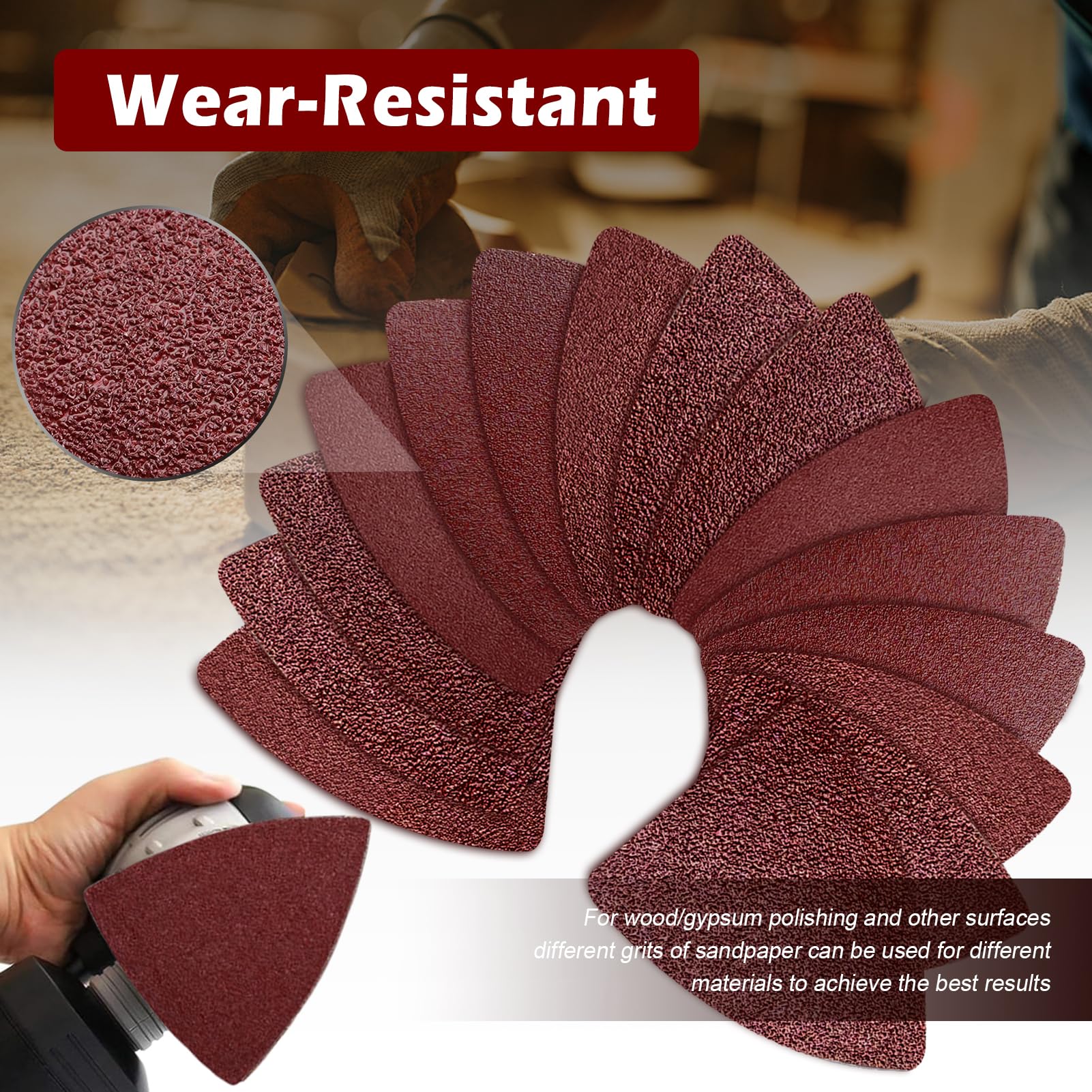 260-Piece Oscillating Tool Sanding Kit with Triangle & Finger Pads - 5pcs Triangle Sanding Pads, 5pcs Finger Sanding Pads & 250pcs Multi-Tool Sandpaper Set - Perfect for Wood Finishing, DIY Projects & Home Renovation