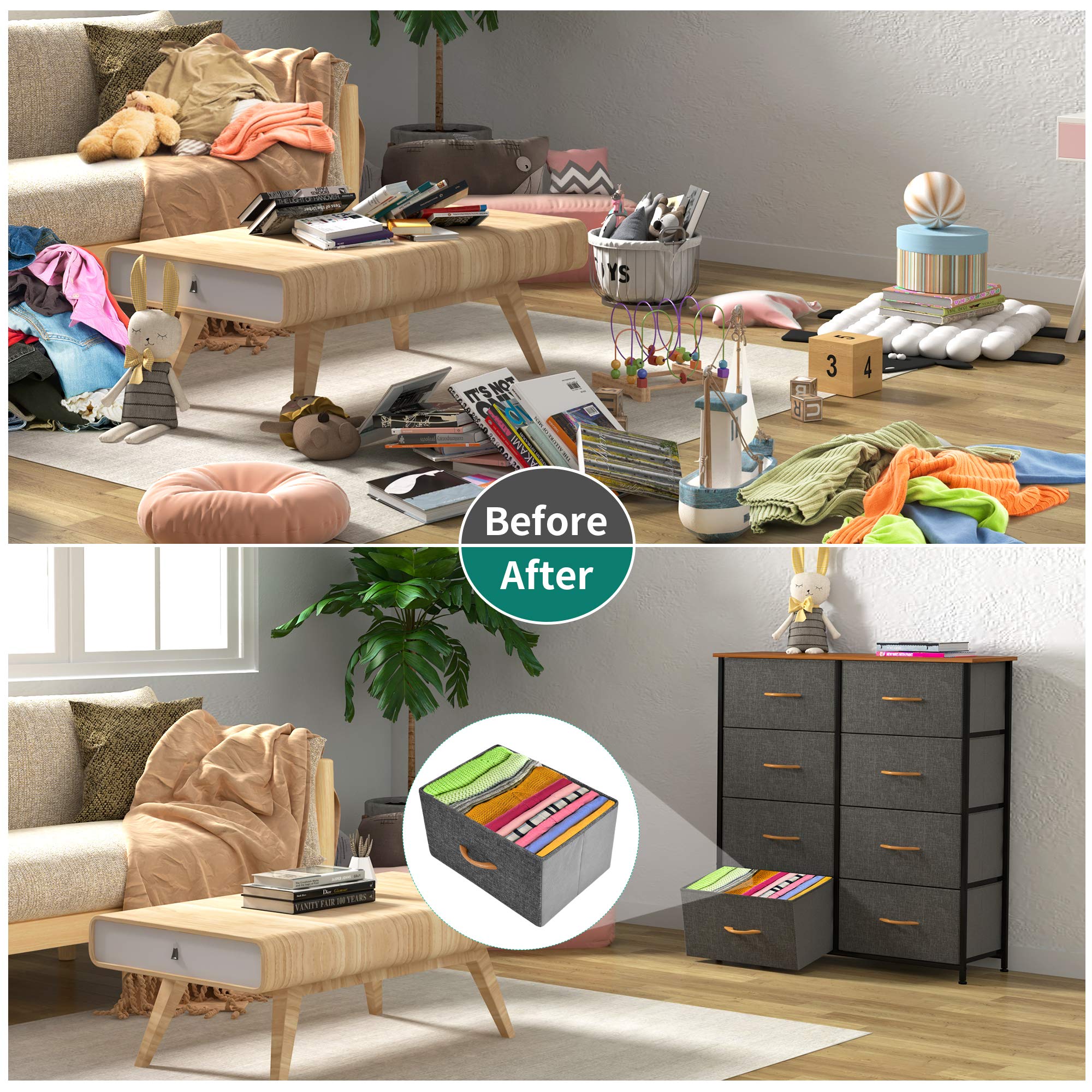 YITAHOME 8-Drawer Fabric Dresser Storage Tower - Sturdy Steel Frame & Wooden Top Organizer for Bedroom, Living Room, Hallway - Easy Pull Fabric Bins for Clothes, Toys, Blankets & Home Organization