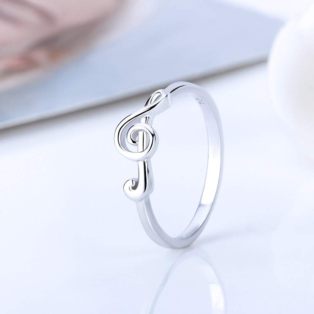 Treble Clef Rings for Women - Sterling Silver Music Note Rhythm Jewelry - Perfect for Musicians, Music Lovers & Gift Giving