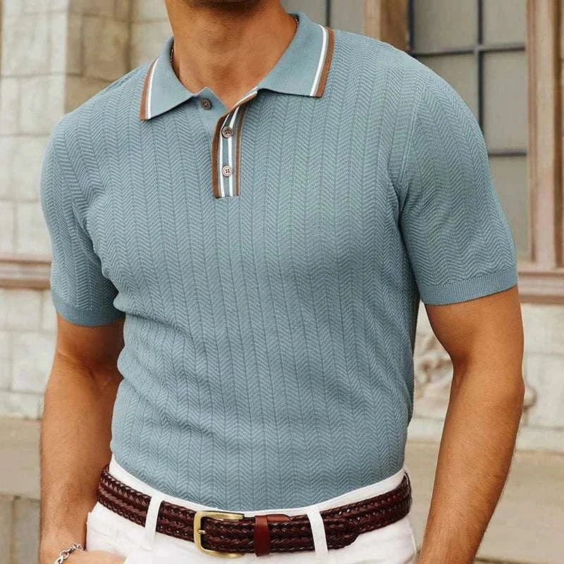 Breathable Summer Knit Polo Shirt for Men - Casual Comfort Fit Cotton Top for Outdoor Activities & Office Wear