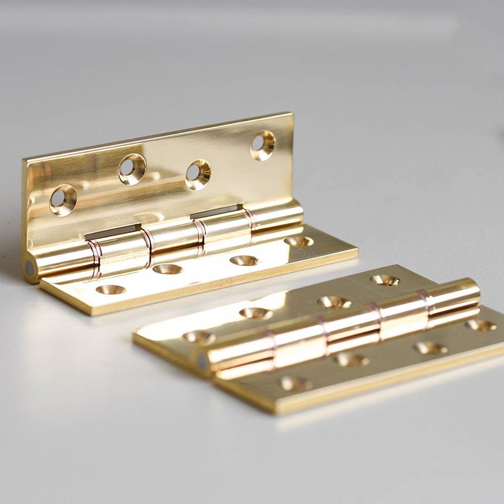 Polished Brass PBW Butt Hinges Pair - Heavy Duty Door Hinges for Interior/Exterior Doors, Cabinets & Furniture - 3.5 Inch, 4 Pack (Brushed Brass Finish)