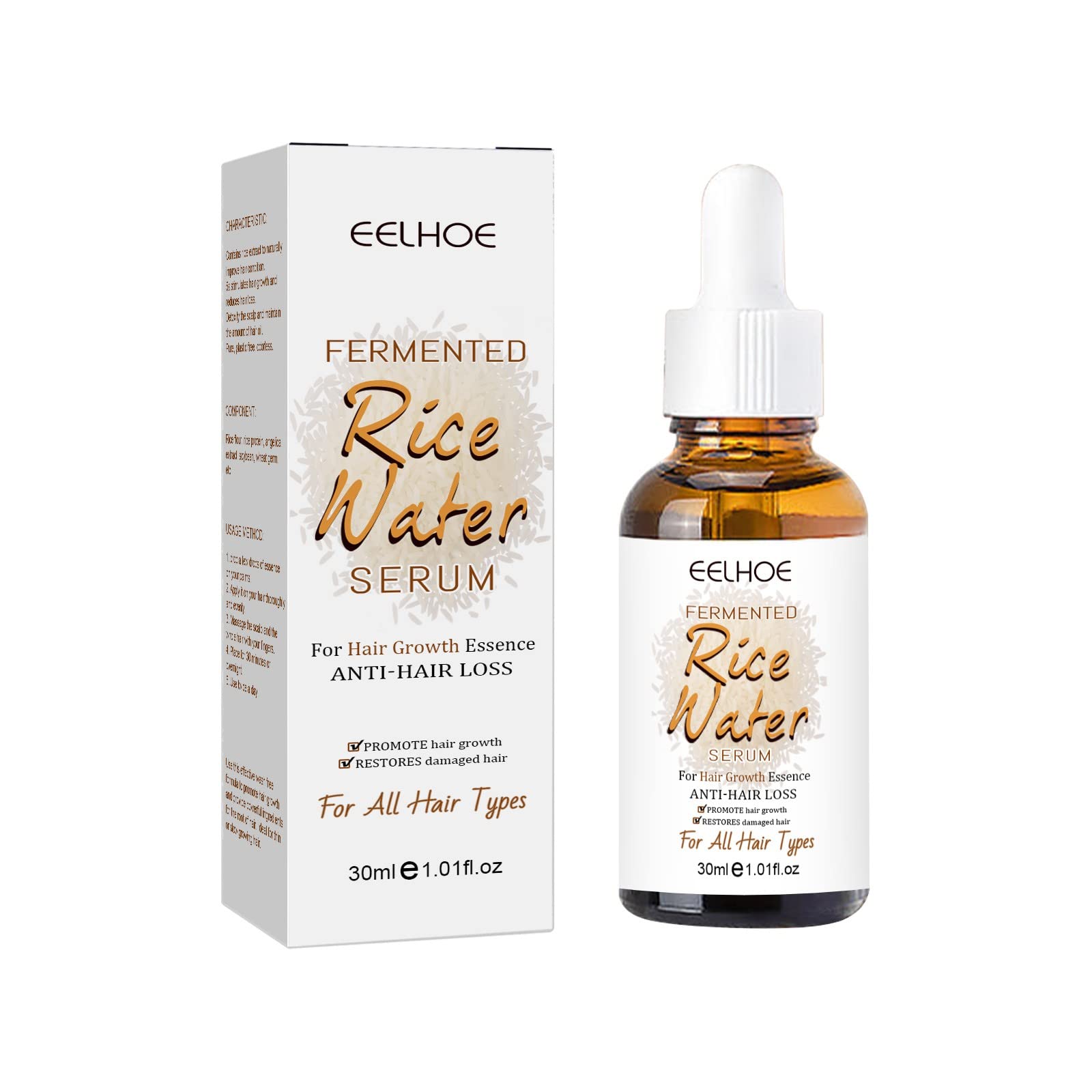 Fermented Rice Water Hair Growth Serum - Natural Hair Loss Treatment for Thinning Hair & Regrowth | Strengthens & Nourishes Hair for Daily Use at Home or Salon