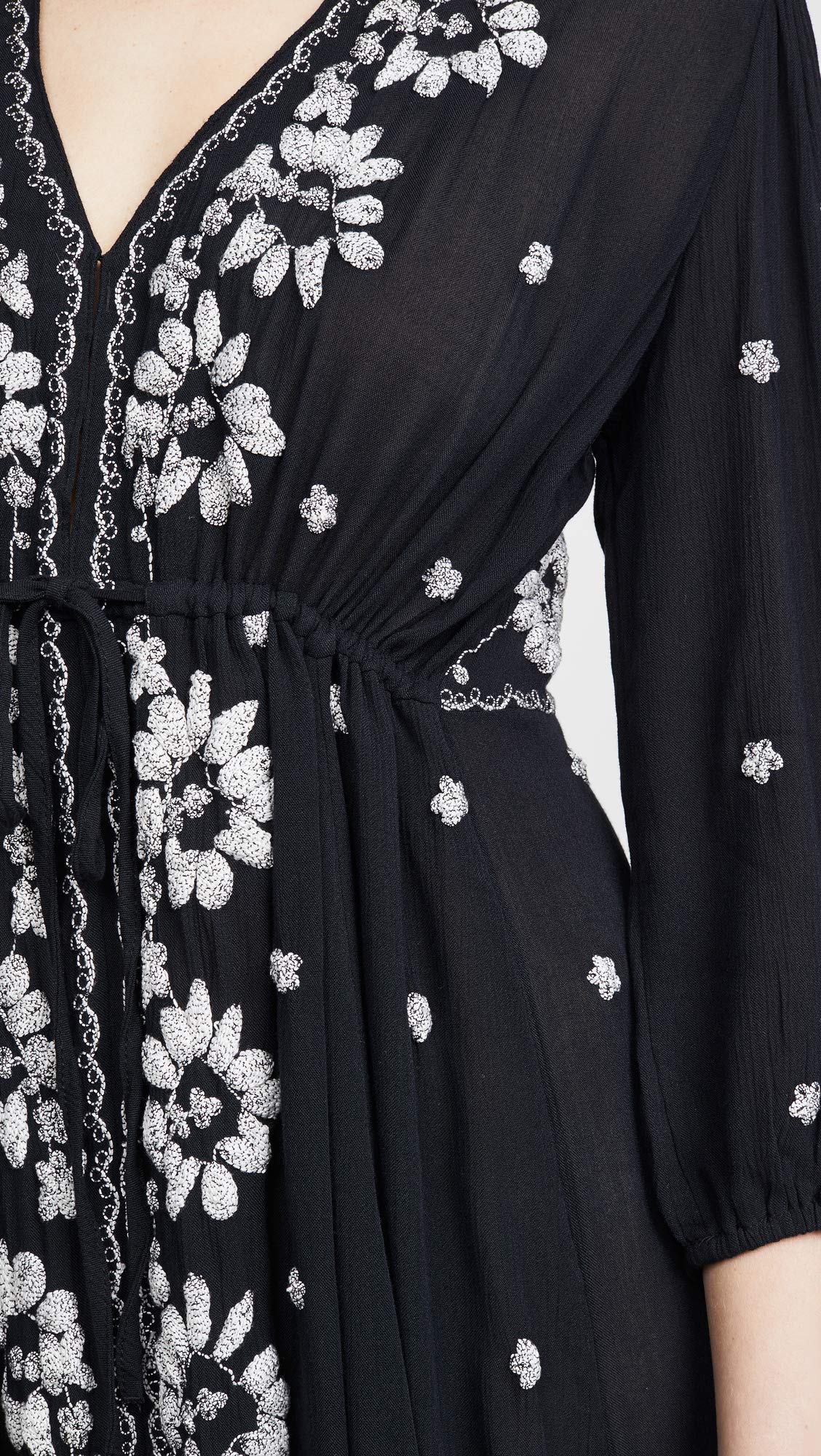Free People Women's Embroidered V-Neck Maxi Dress - Boho Floral Summer Beach Dress for Vacations, Weddings & Outdoor Parties