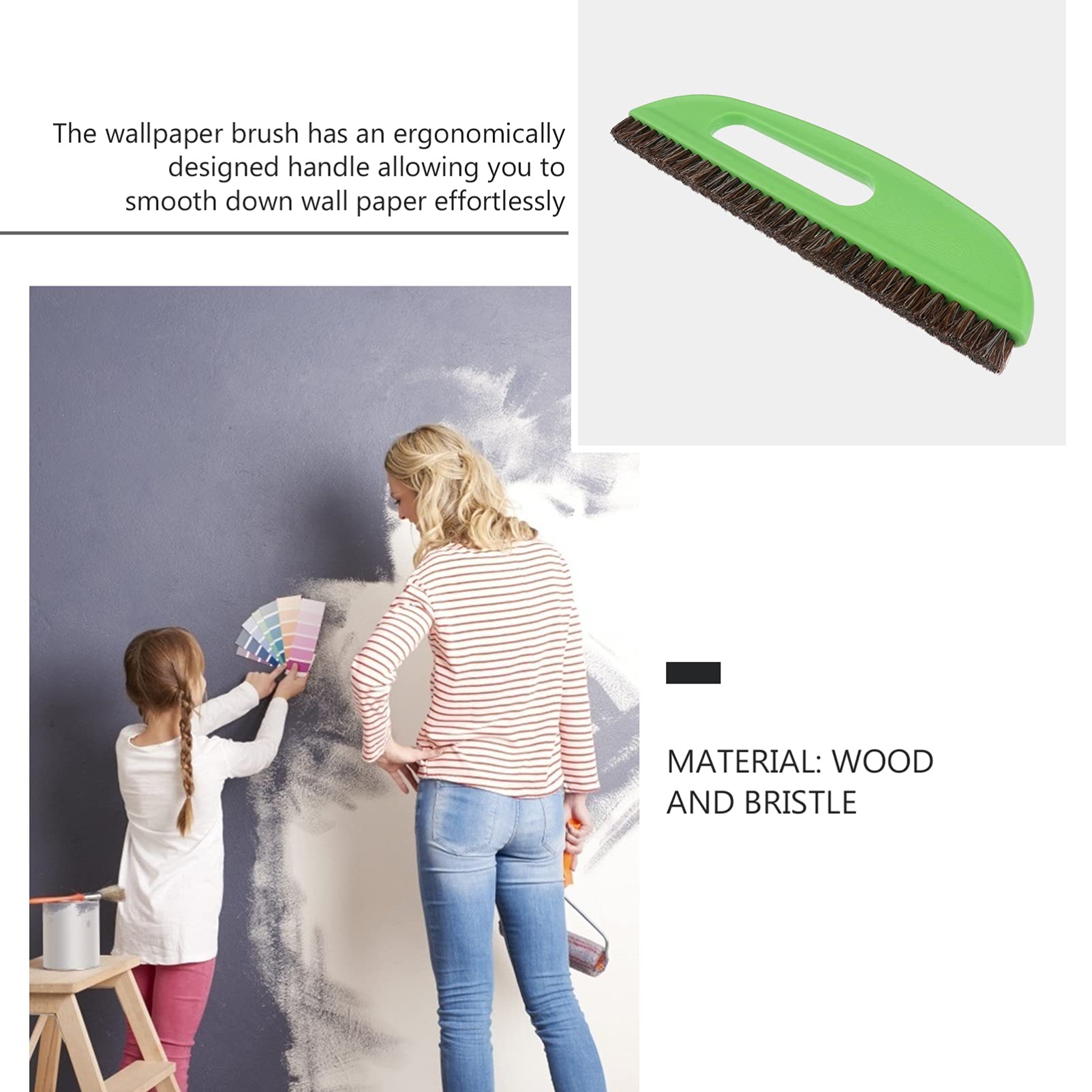DOITOOL Wallpaper Paste Brush - Professional Wallpaper Applicator Tool for Smooth Installation - Perfect for DIY Home Renovation & Wallpaper Hanging Projects (Green)