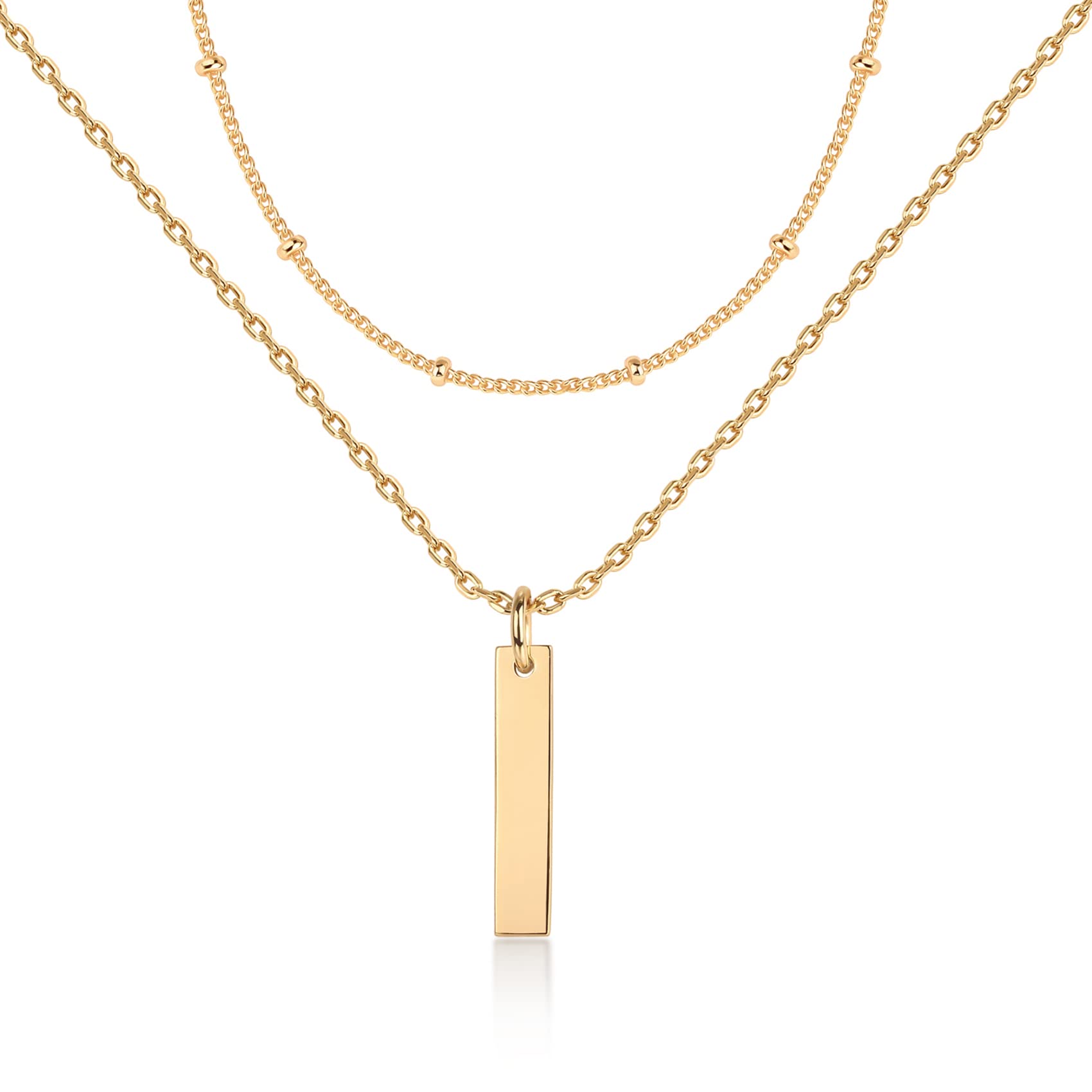 PAVOI 14K Gold Plated Layering Necklace Set for Women - Minimalist Bar, Disc, Dog Tag & Horizontal Bar Pendant Necklaces | Elegant Everyday Jewelry for Work, Date Night & Special Occasions