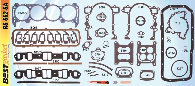 Buick 300 340 Full Engine Gasket Set Kit - Complete Head Intake Exhaust Oil Pan Seal Replacement for 1964-1967 Models - Perfect for Classic Car Restoration & Engine Rebuild Projects
