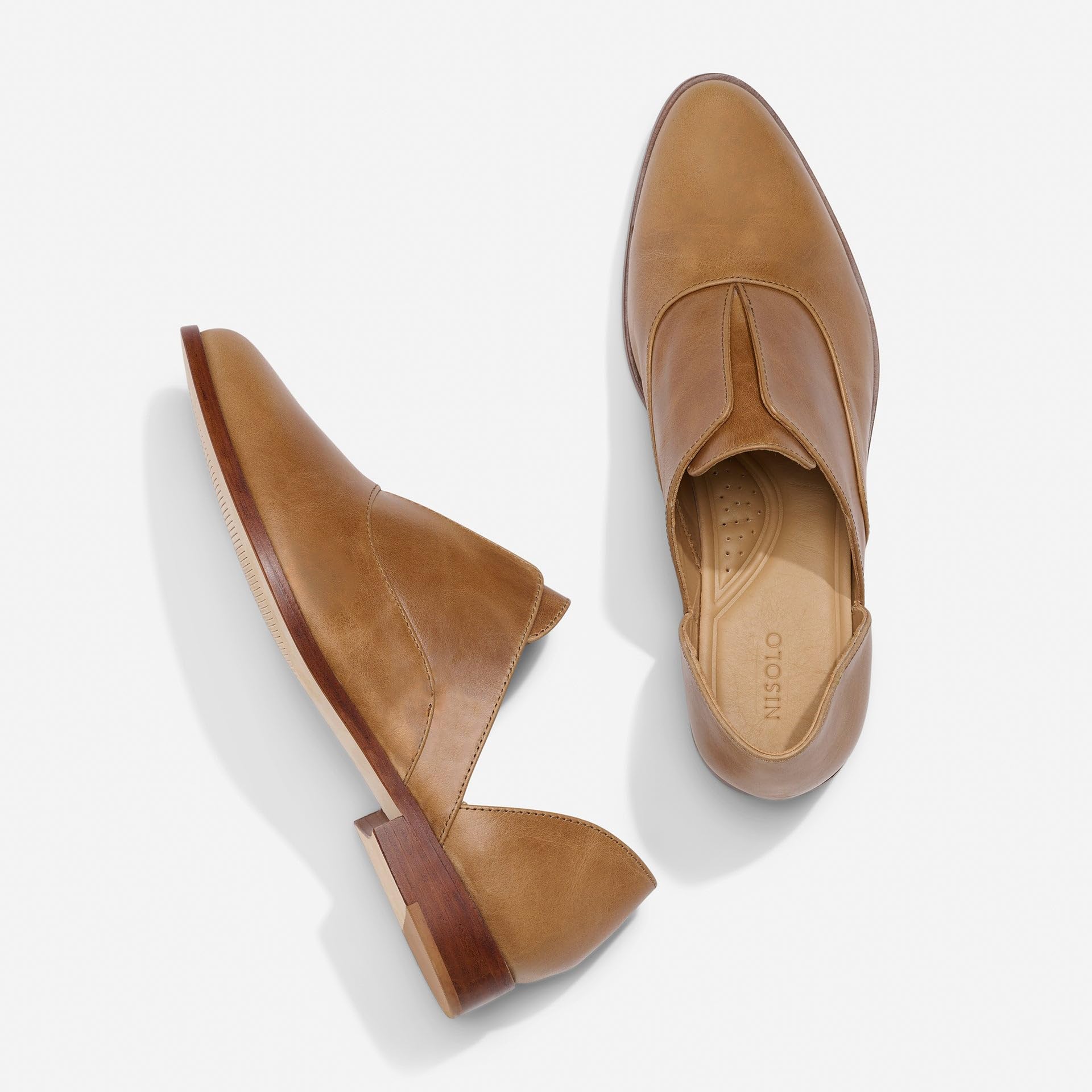 Nisolo Women's D'Orsay Pointed Toe Leather Flats | Professional & Elegant Work Shoes for Women | Comfortable Dressy Casual Shoes for Office, Business Meetings & Special Occasions