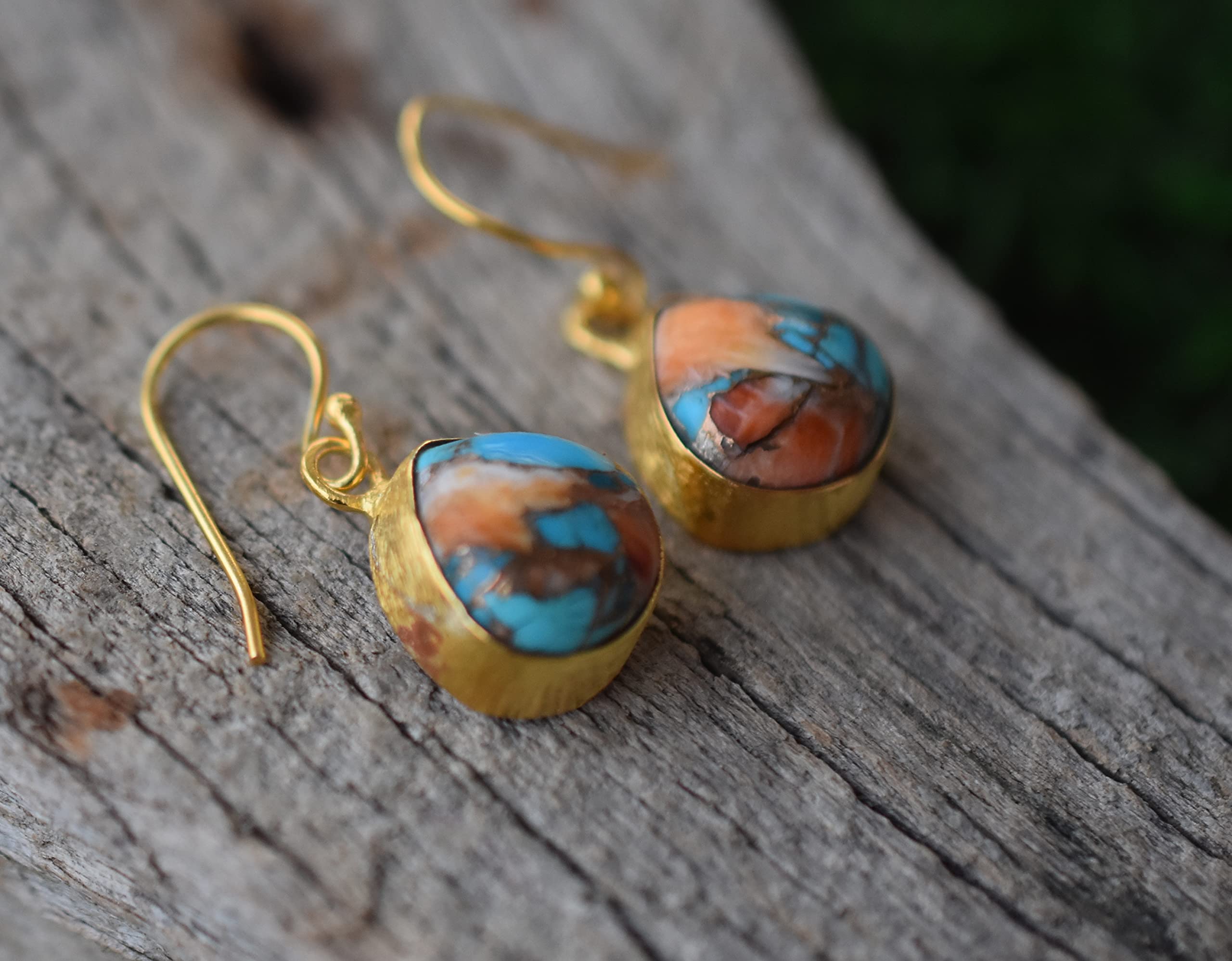 Veracity Jewelry 18K Gold Plated Gemstone Earrings for Women - Handmade Western Style Dangle Earrings with Oyster Copper Turquoise | Perfect Gift for Birthday, Anniversary, Mother's Day, Valentine's Day | Great for Parties, Weddings, Date Nights & Special Occasions