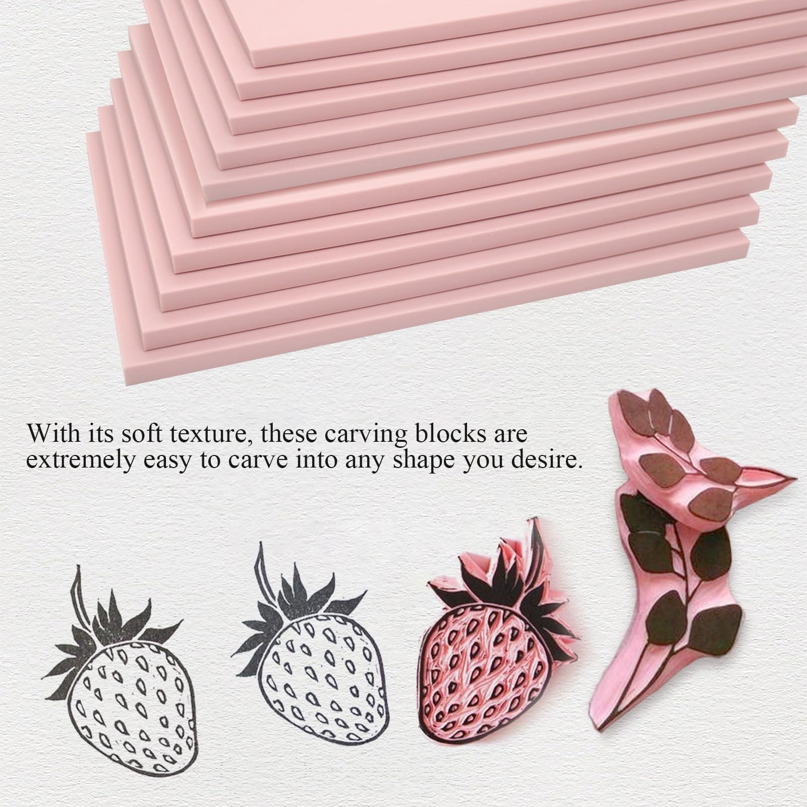 10-Pack 4x6 Inch Pale Pink Rubber Carving Blocks for Stamp Making - High-Quality Linoleum Block Printing Supplies for DIY Crafts, Art Projects & Professional Printmaking