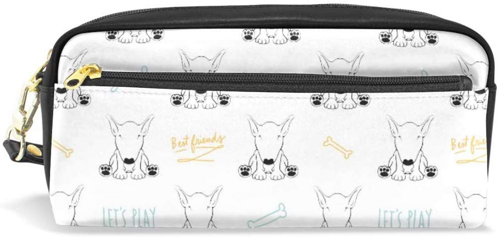 Funny Bull Terrier Dog Pencil Case - School & Office Stationery Organizer
