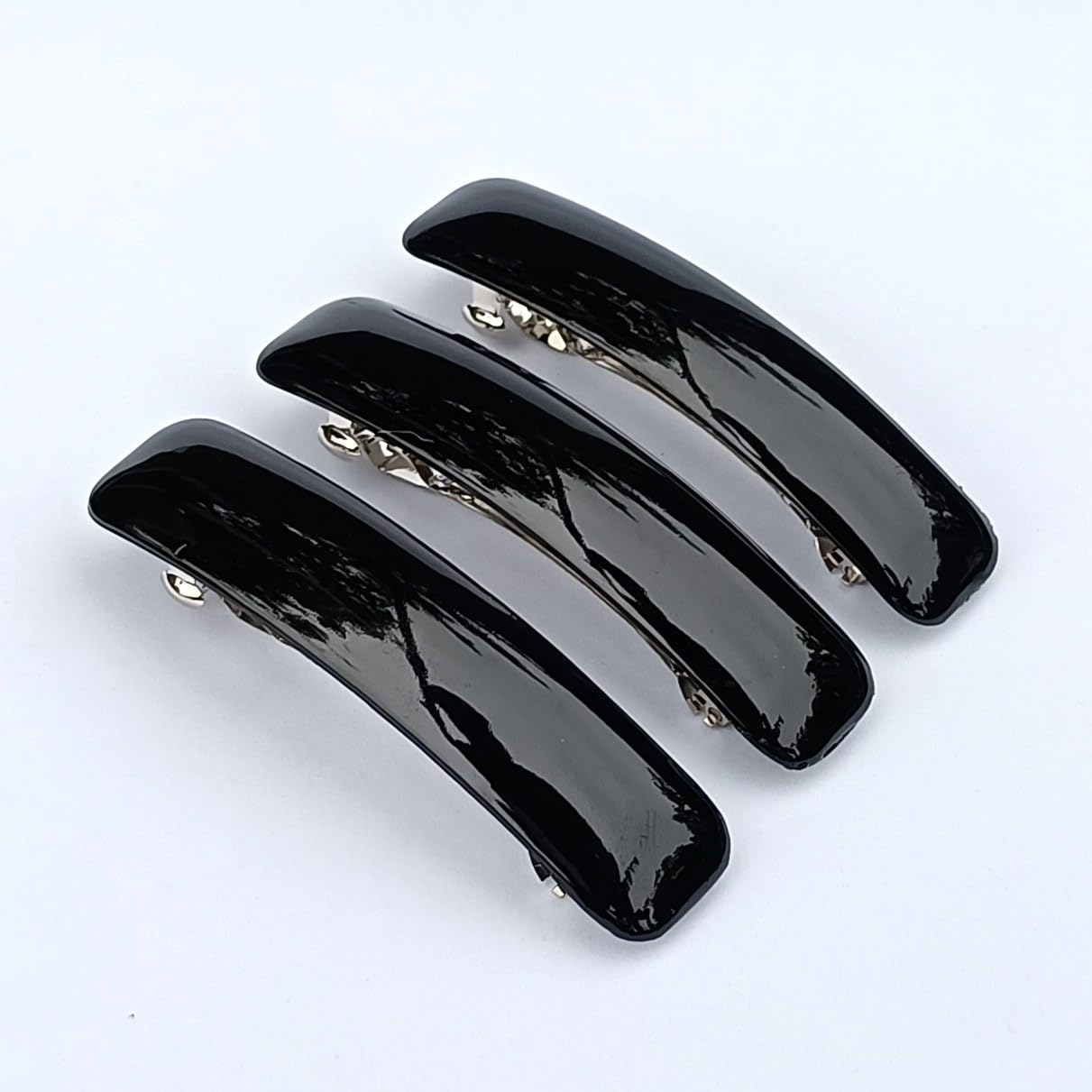 Stylish Black Plain Hair Clips for Women and Girls - 3-Pack Barrettes for Everyday Use, School, Work, and Special Occasions