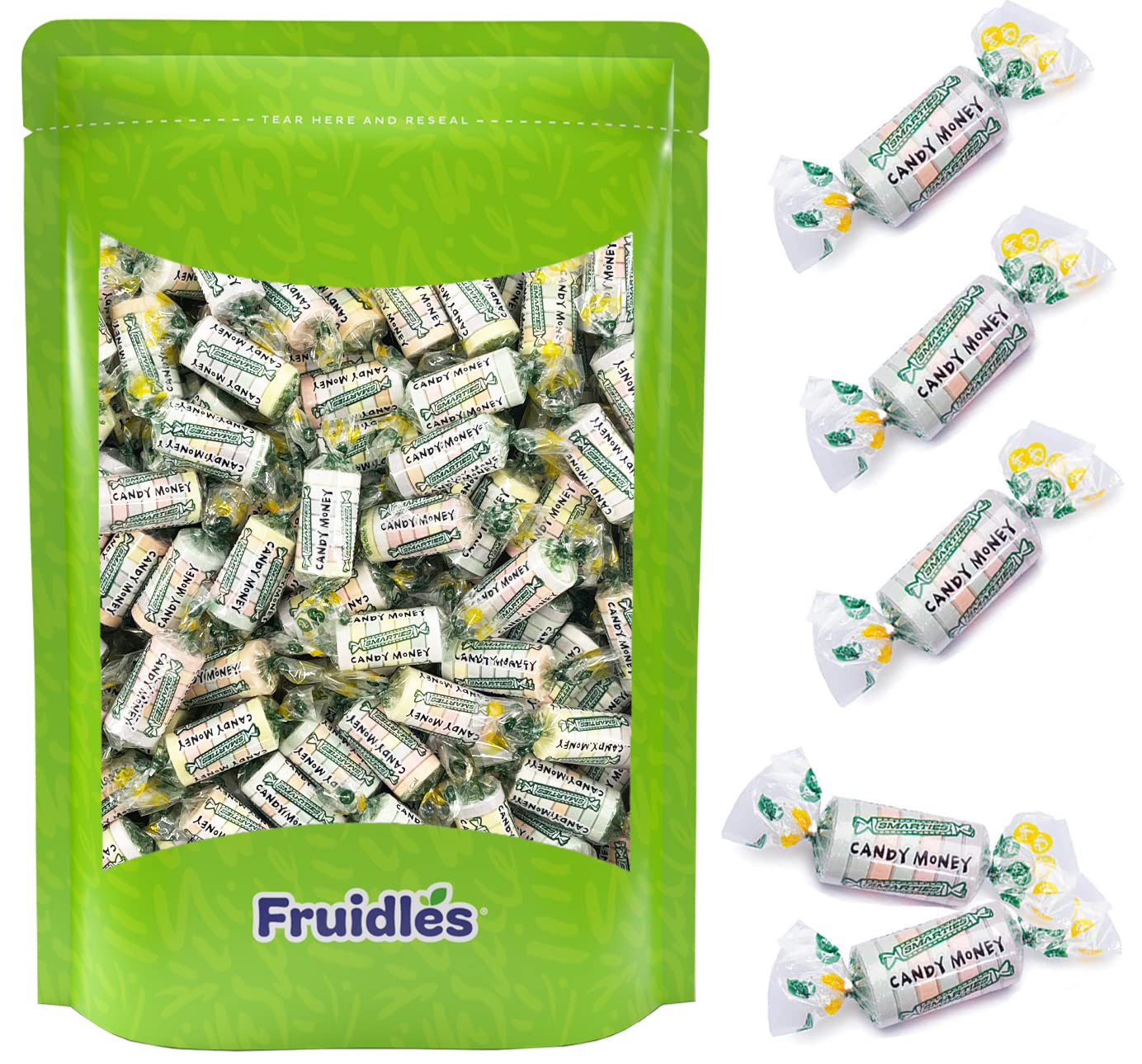 Fruidles Smarties Hard Candy Roll - Assorted Flavors Individually Wrapped (2 Pounds) - Perfect for Parties, Halloween Treats & Office Snacks