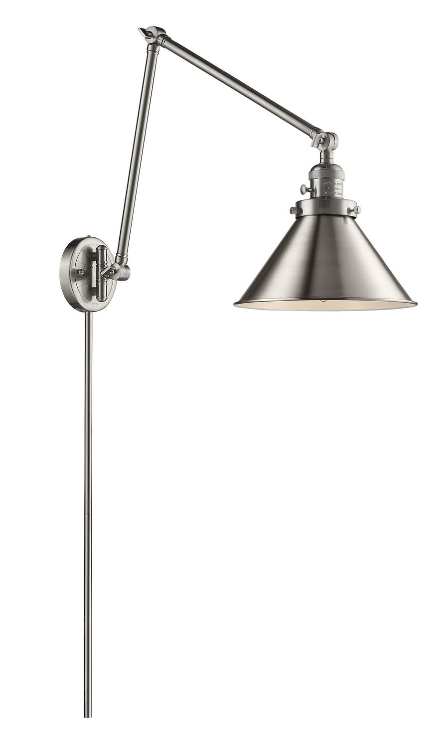 Innovations 238-SN-M10-LED Vintage Style Dimmable LED Swing Arm Lamp - Brushed Satin Nickel Finish - Adjustable Desk Light for Reading, Office & Bedroom Nightstand