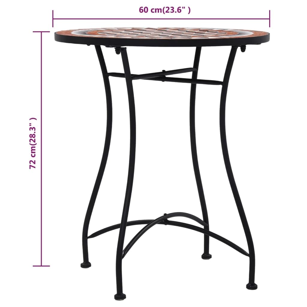 vidaXL 3-Piece Patio Bistro Set with Round Table & Folding Chairs, Outdoor Garden Furniture in Terracotta Ceramic Tile - Perfect for Backyard, Balcony or Poolside Relaxation