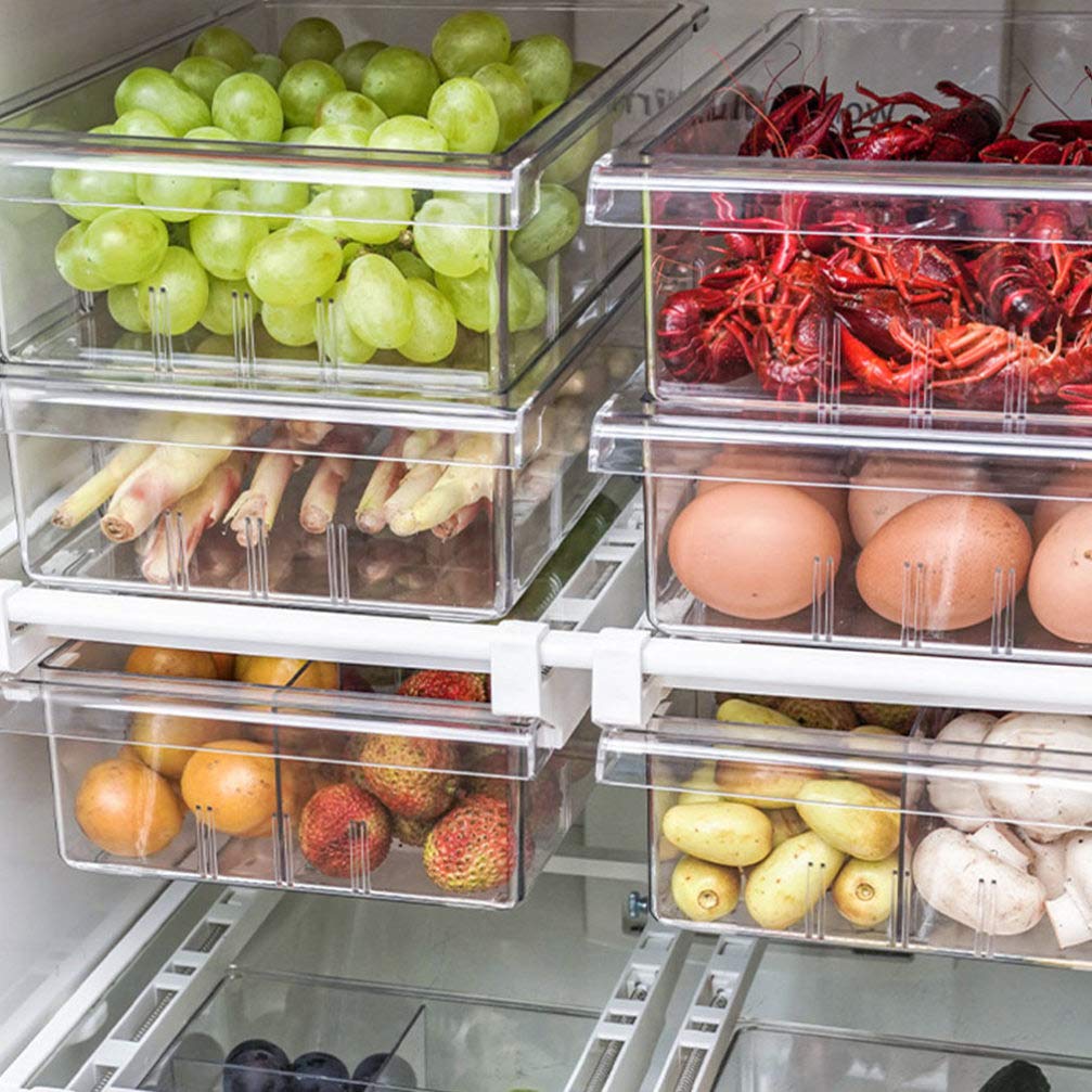 Cabilock Plastic Storage Bins - Fridge Egg Organizer & Drawer Organizer - Refrigerator Shelf Storage Bins for Under Shelf Organization - Perfect for Kitchen, Pantry, and Office Storage