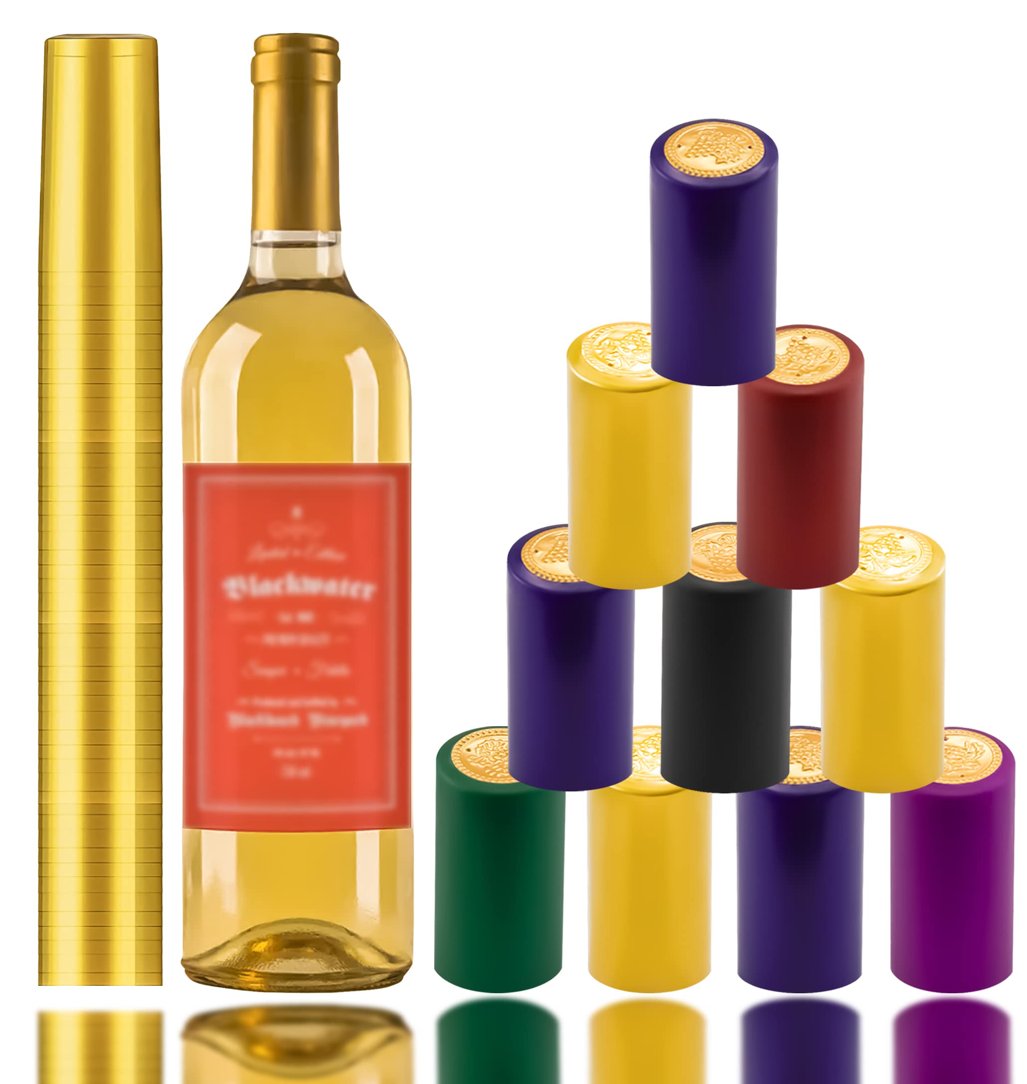 MotBach 240 Pcs Heat Shrink Caps for Wine Bottles - Premium Wine Bottle Shrink Wrap & Tops for Wine Cellars, Home Brewing, and DIY Wine Making - Perfect for Sealing, Preserving, and Gifting Wine Bottles