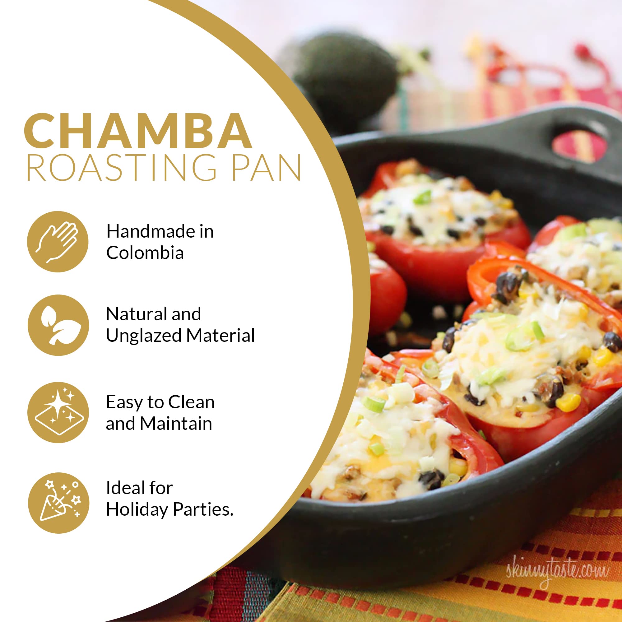 Premium Chamba Black Clay Roasting Pan - Handcrafted Square Clay Cookware for Baking, Roasting & Serving - Extra Large 10