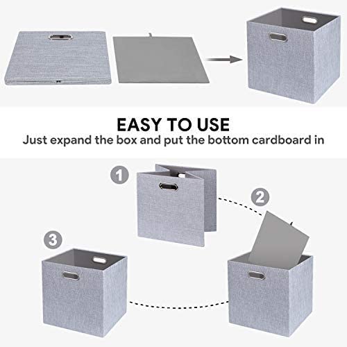 13-Inch Thick Fabric Collapsible Storage Cubes & Bins - 2-Pack Silver Gray Organizer Boxes for Shelves, Cabinets, Bookcases | Perfect for Home, Office & Closet Organization