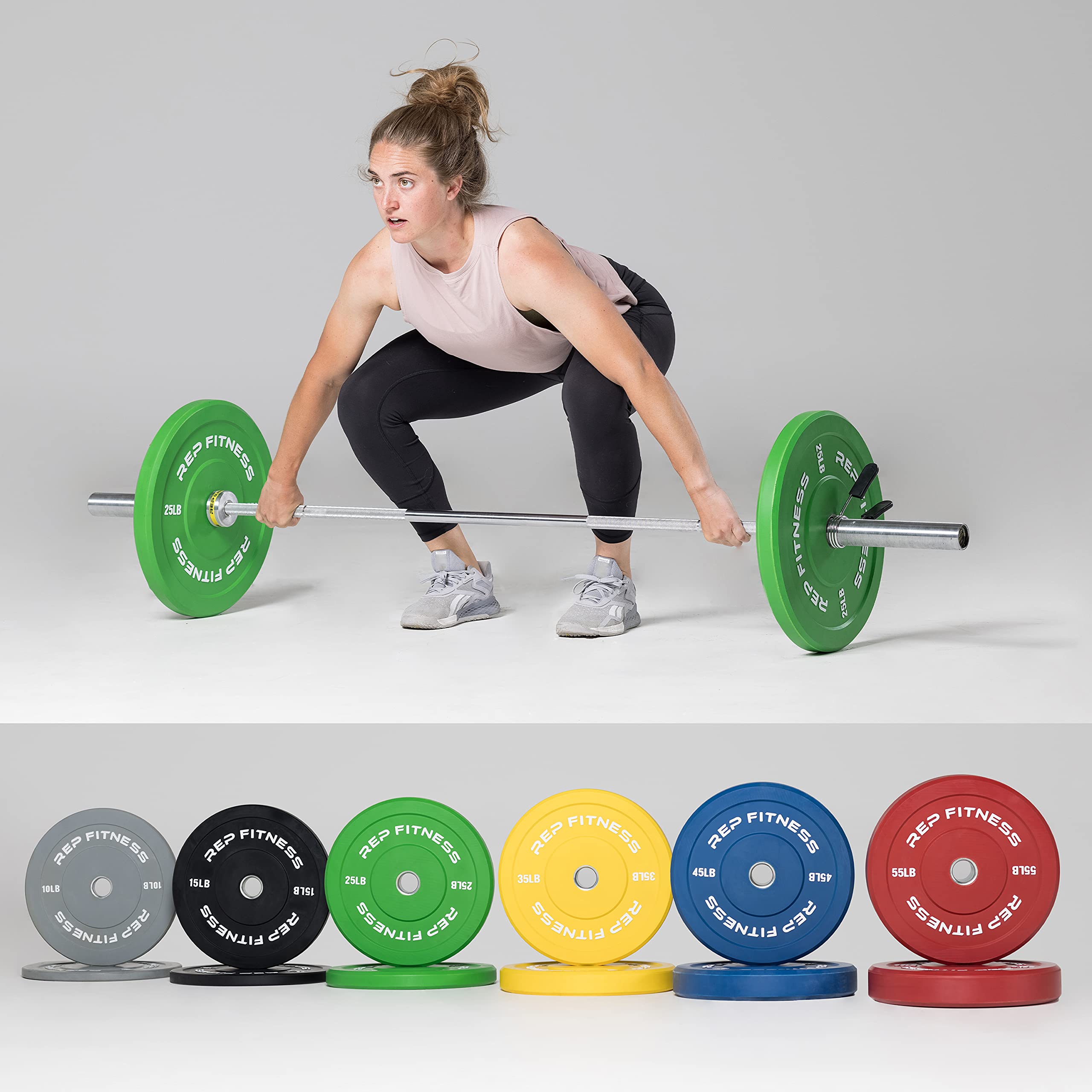 REP Fitness Color Bumper Plates - Olympic Weight Plates Set for CrossFit, Powerlifting & Home Gym - Durable Rubber Weight Plates for Strength Training & Fitness - Ideal for Garage Gym, Weightlifting & Functional Training