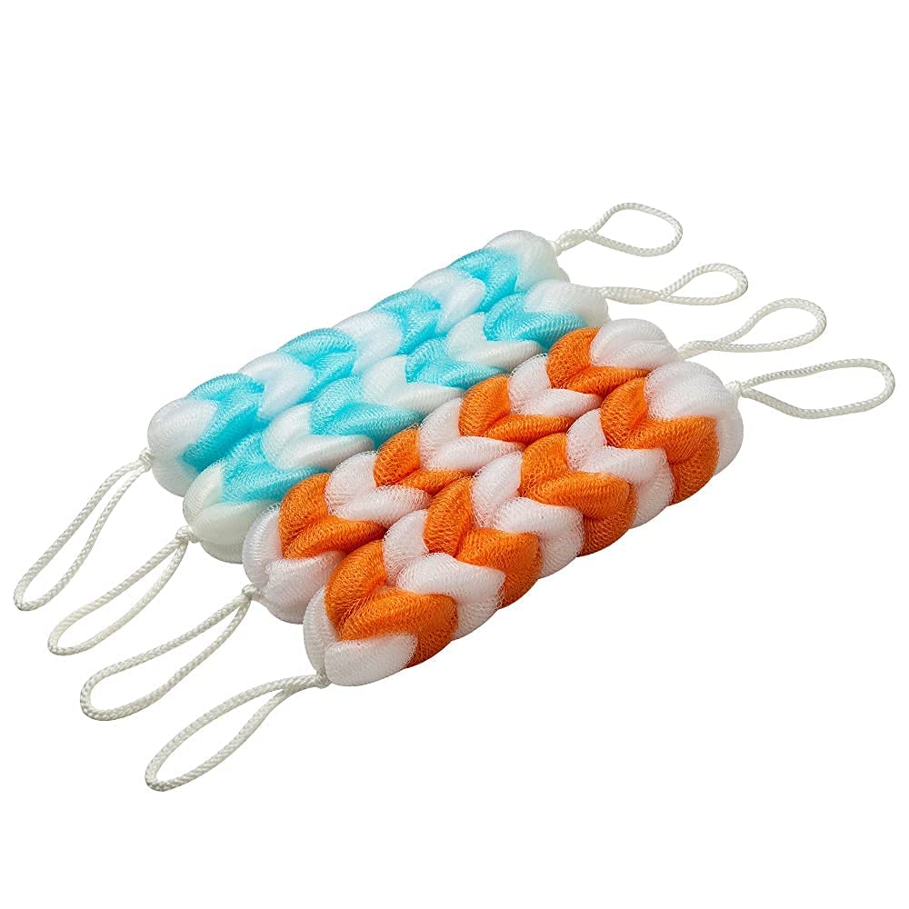 ELECSA Bath Sponges with Strap - Exfoliating Body Scrubber & Back Loofah for Deep Cleansing | Soft Shower Sponge for Men & Women | Perfect for Exfoliation, Dead Skin Removal & Relaxing Bath Time