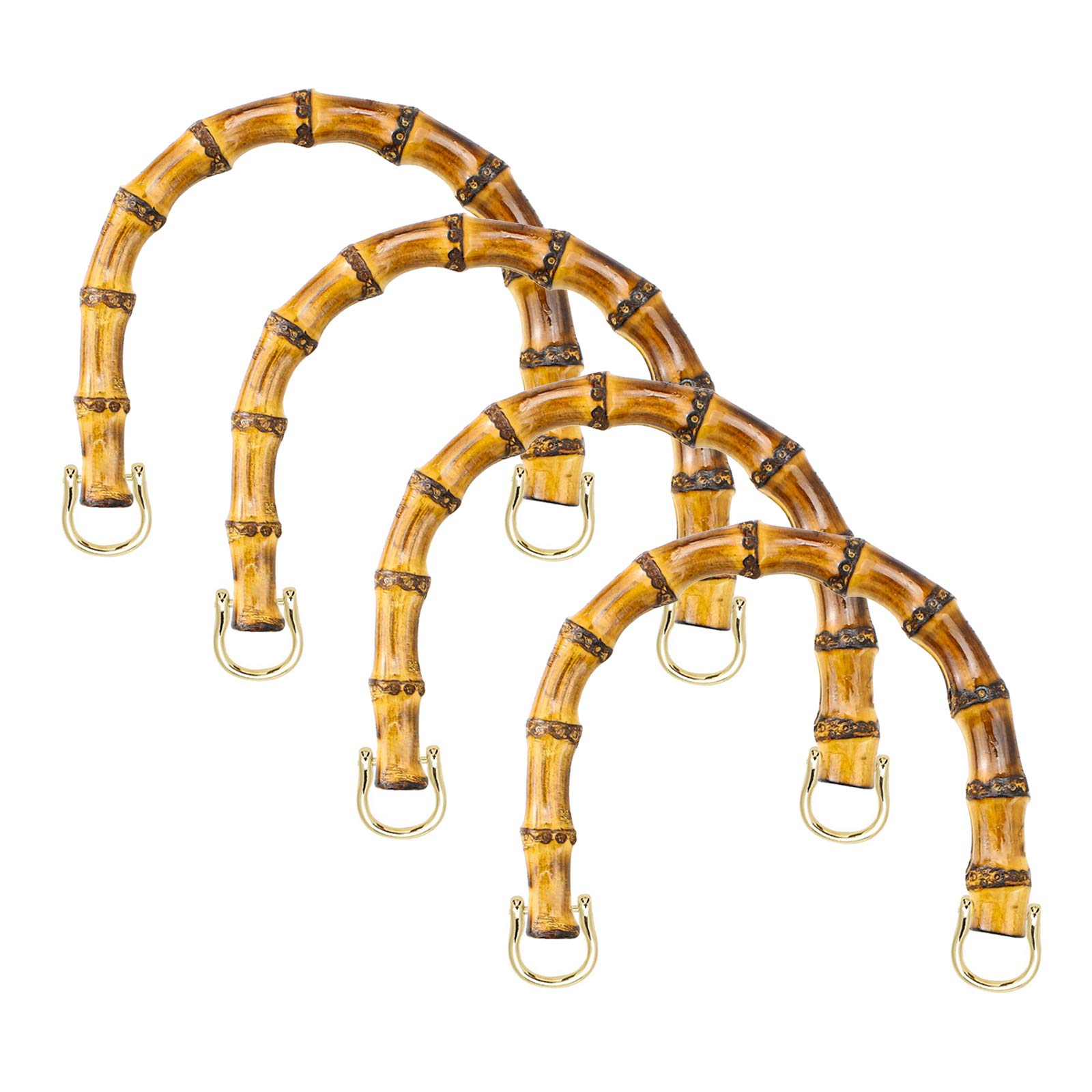Bamboo Handles for Purses and Bags - U-Shaped Replacement Handles with Gold Metal Buckle for DIY Handmade Beach Straw Bags | Perfect for Bag Making Supplies, Craft Projects, and Summer Accessories