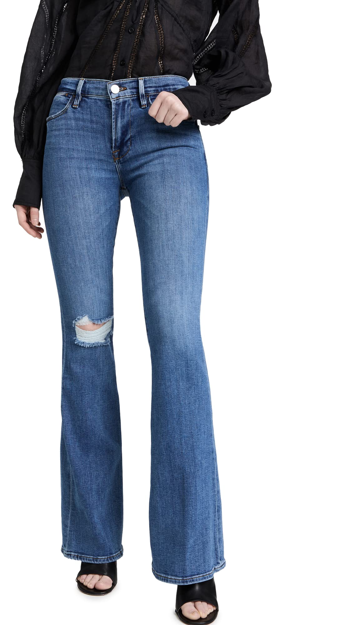 FRAME Women's High Flare Jeans - Vintage 70s Inspired Bootcut Denim Pants for Casual & Night Out | Perfect for Parties, Dates & Everyday Wear