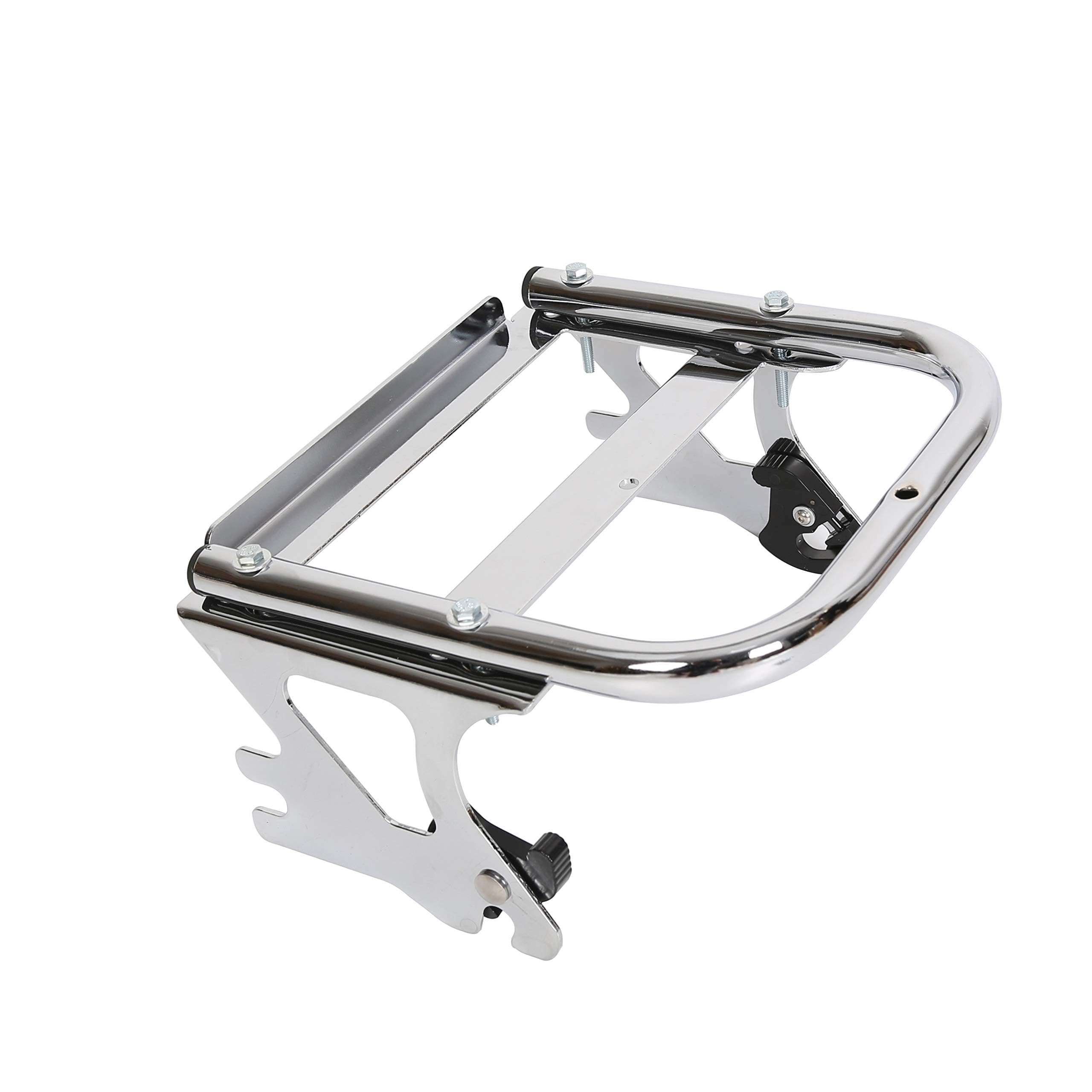 KUAFU Detachable Two-Up Luggage Rack for 1997-2008 Harley-Davidson Touring (Road King FLHT/FLHX/FLTR) - Chrome Trunk Tour Pack Mount - Perfect for Long Rides & Road Trips