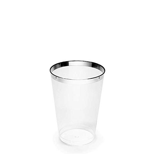 400-Piece Disposable Plastic Tumbler Cups for Weddings & Parties – 10 oz Clear with Silver Rim – Bulk Wedding Supplies, Bridal Shower, Baby Shower & Events
