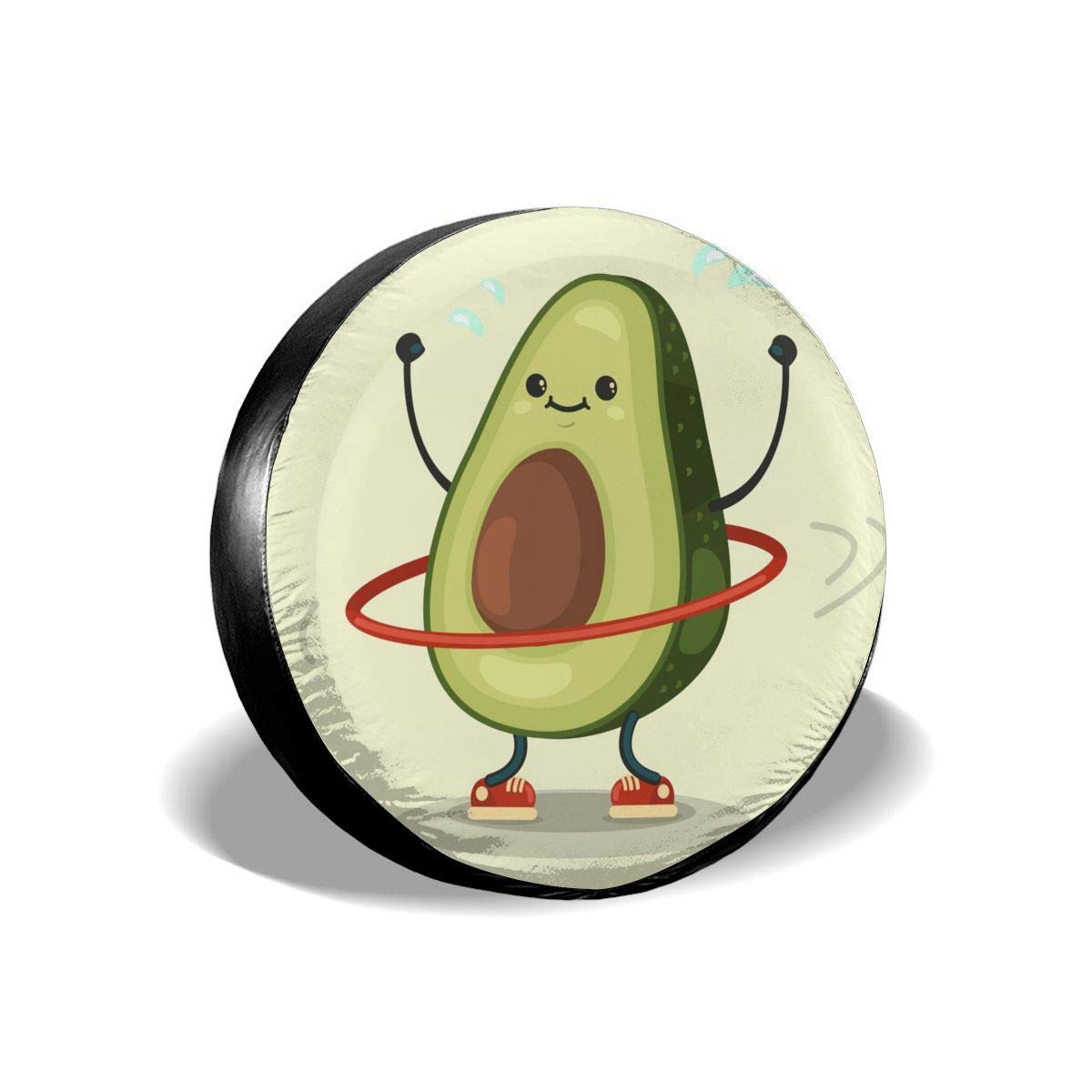 Waterproof 14 Inch Green Avocado Hula Hoop Tire Cover - Cute Exercise-Themed Spare Wheel Protector for Trucks & Cars | Perfect for Outdoor Enthusiasts & Road Trips